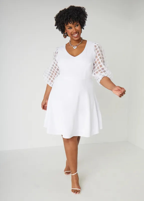 Windowpane Paneled A Line Dress sold by Ashley Stewart