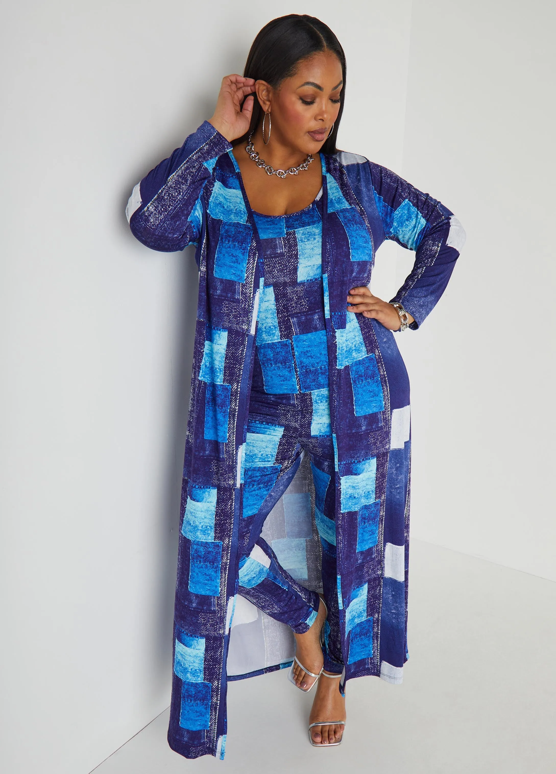 Denim Print Duster sold by Ashley Stewart