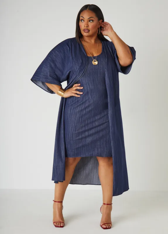 Textured Denim Open Front Duster sold by Ashley Stewart