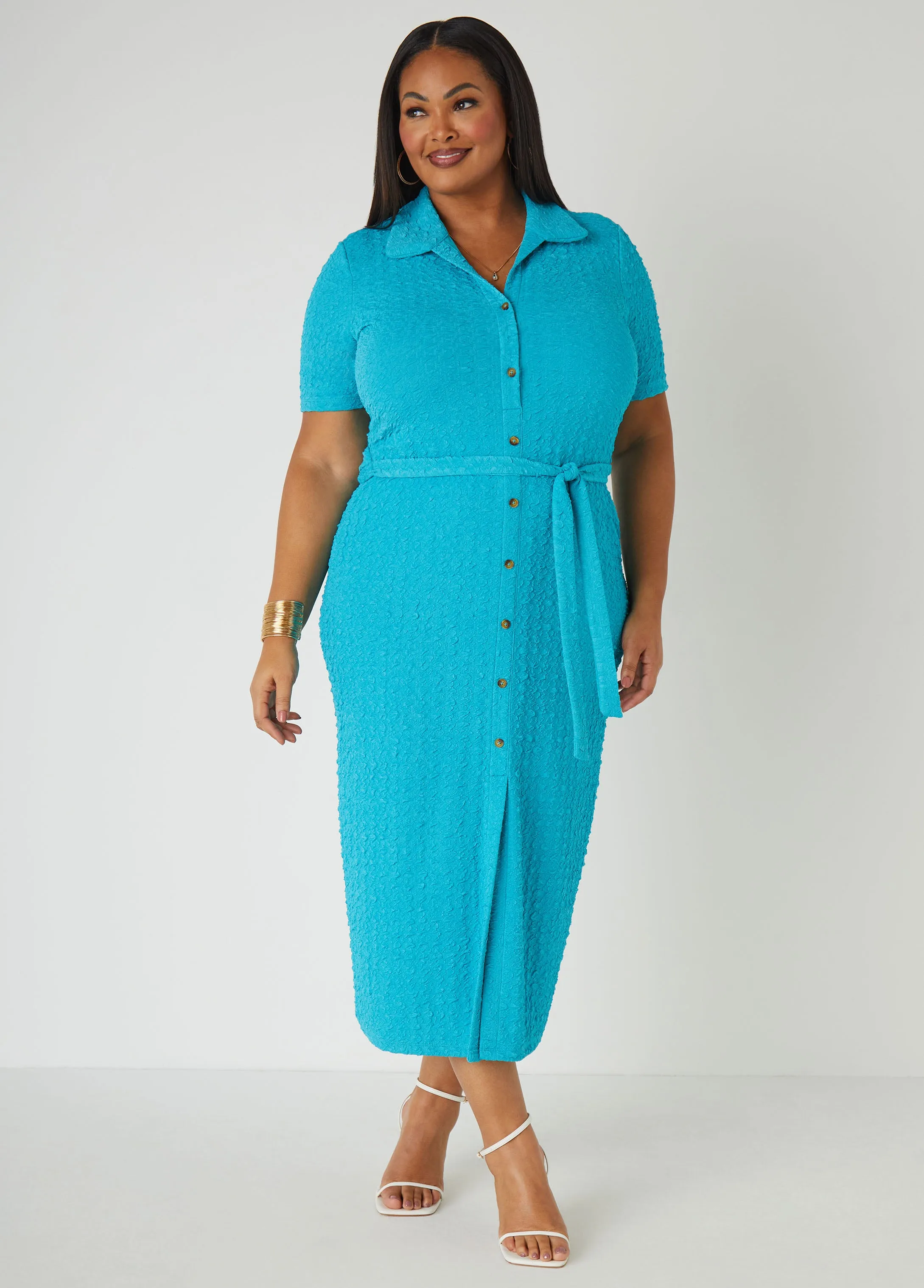 Textured Knit Midaxi Shirtdress sold by Ashley Stewart product image thumbnail 5