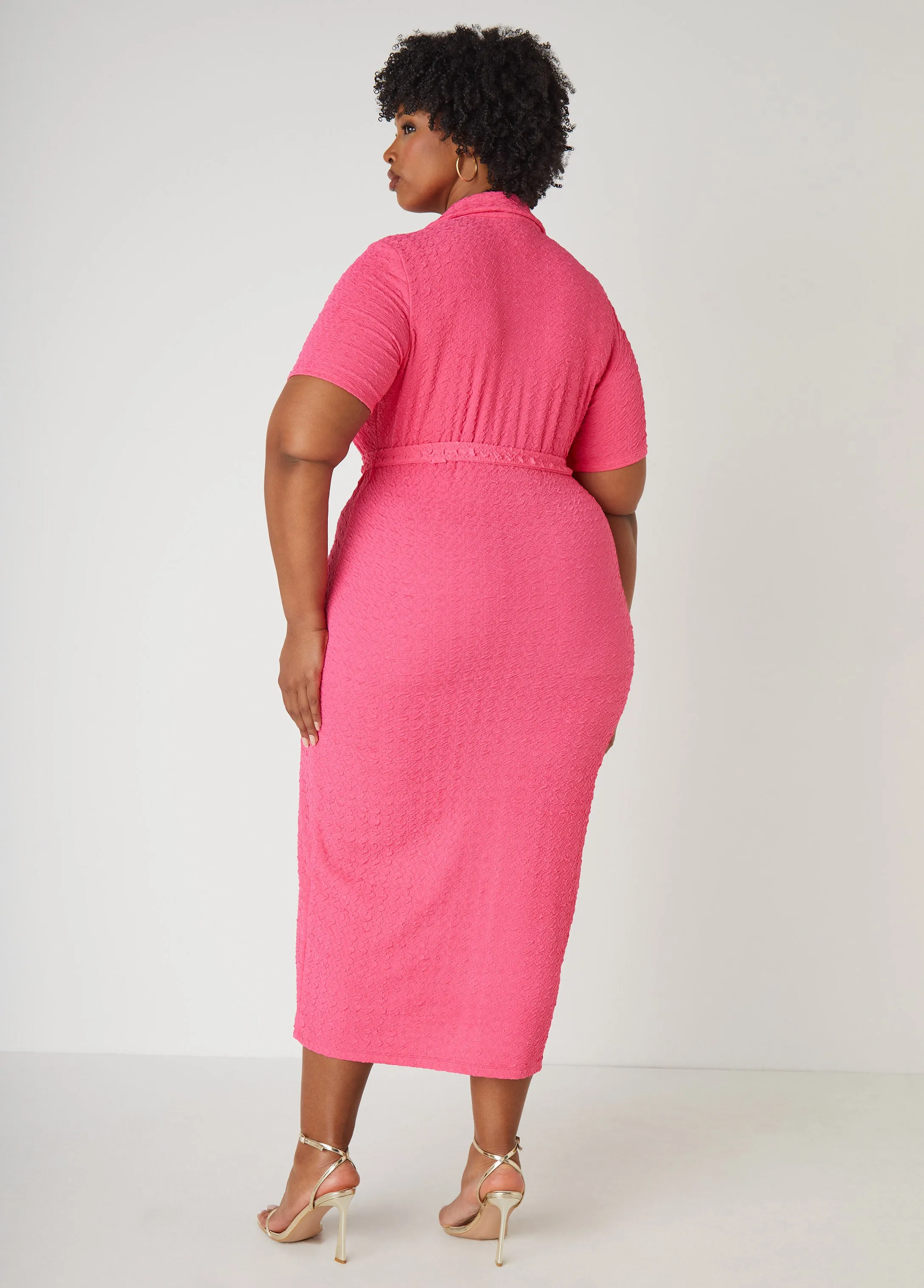 Textured Knit Midaxi Shirtdress sold by Ashley Stewart product image thumbnail 2