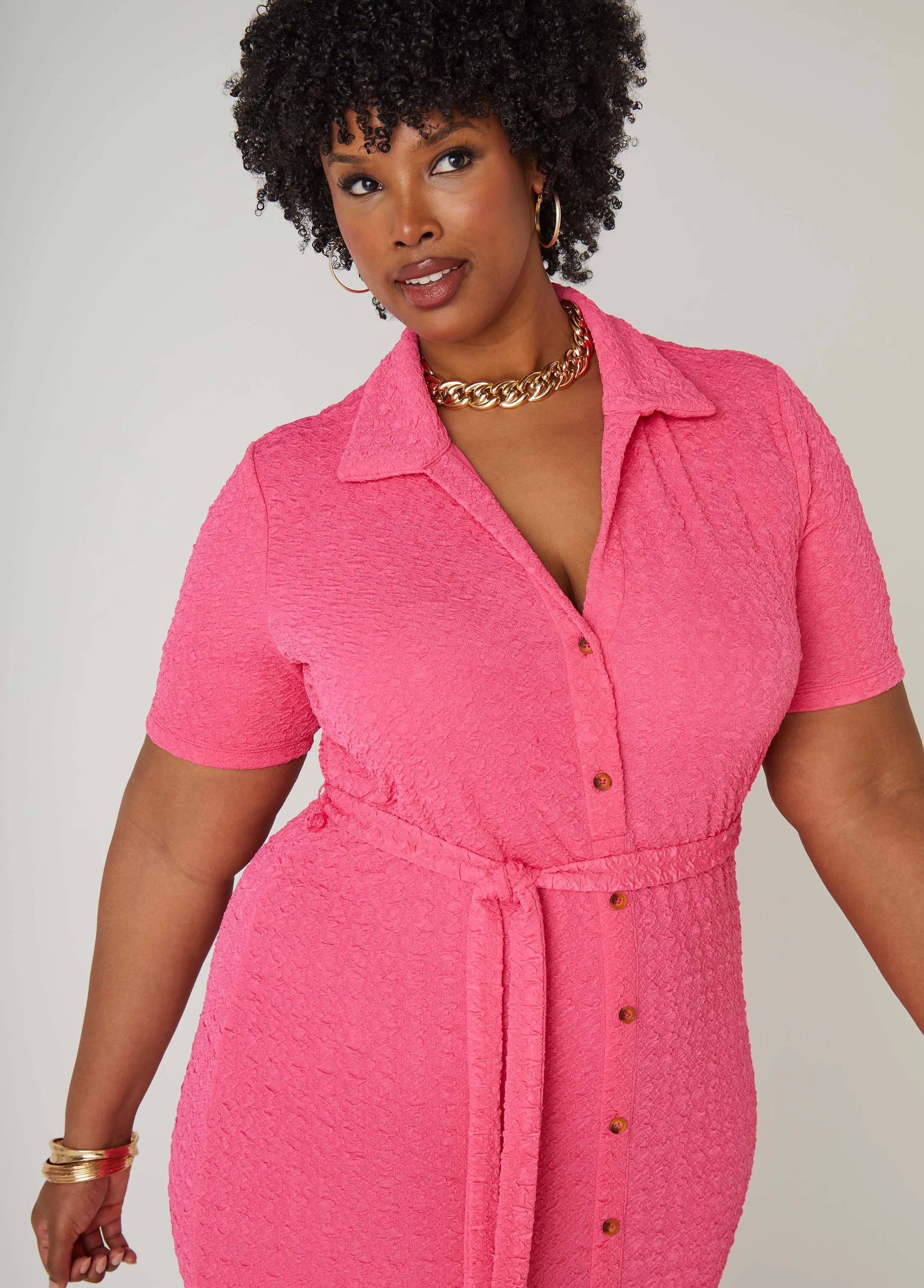 Textured Knit Midaxi Shirtdress sold by Ashley Stewart product image thumbnail 3