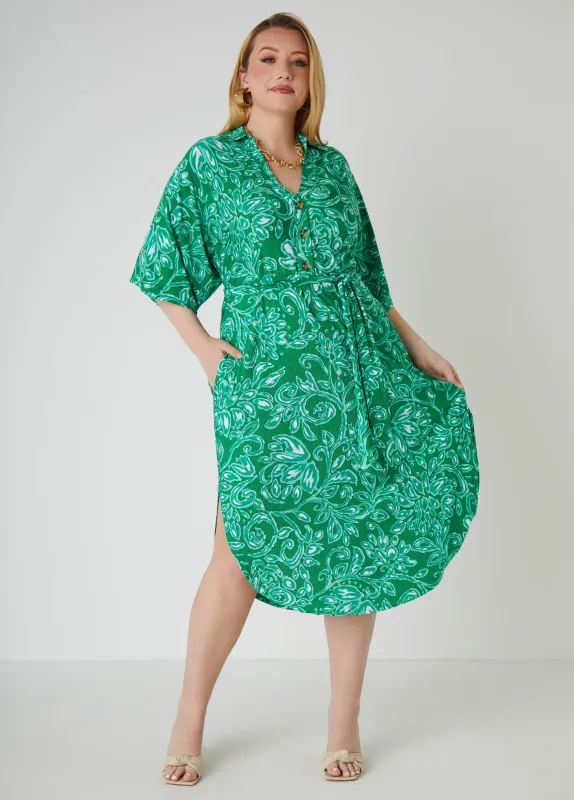 Textured Floral Print Shirtdress sold by Ashley Stewart