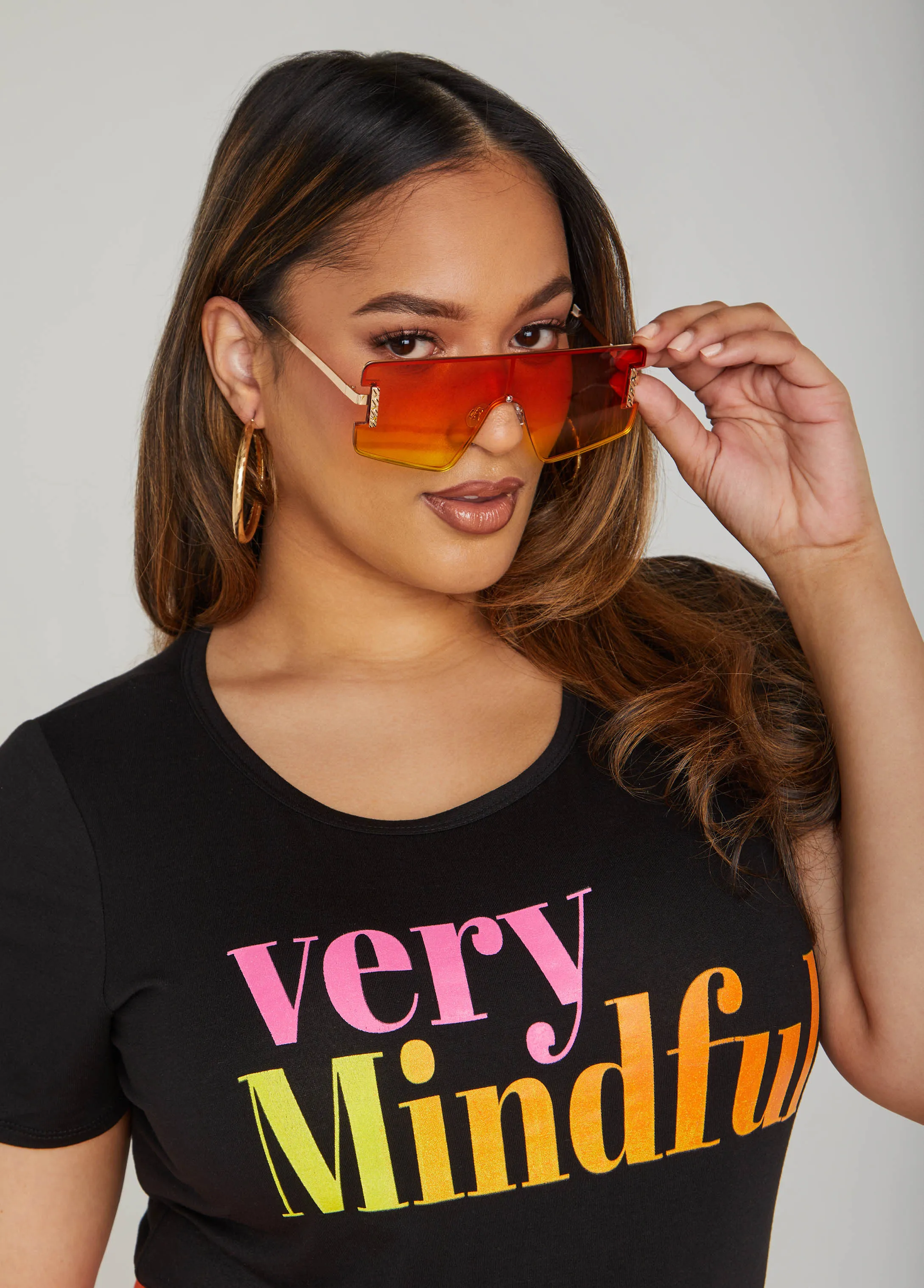 Ombre Shield Sunglasses sold by Ashley Stewart