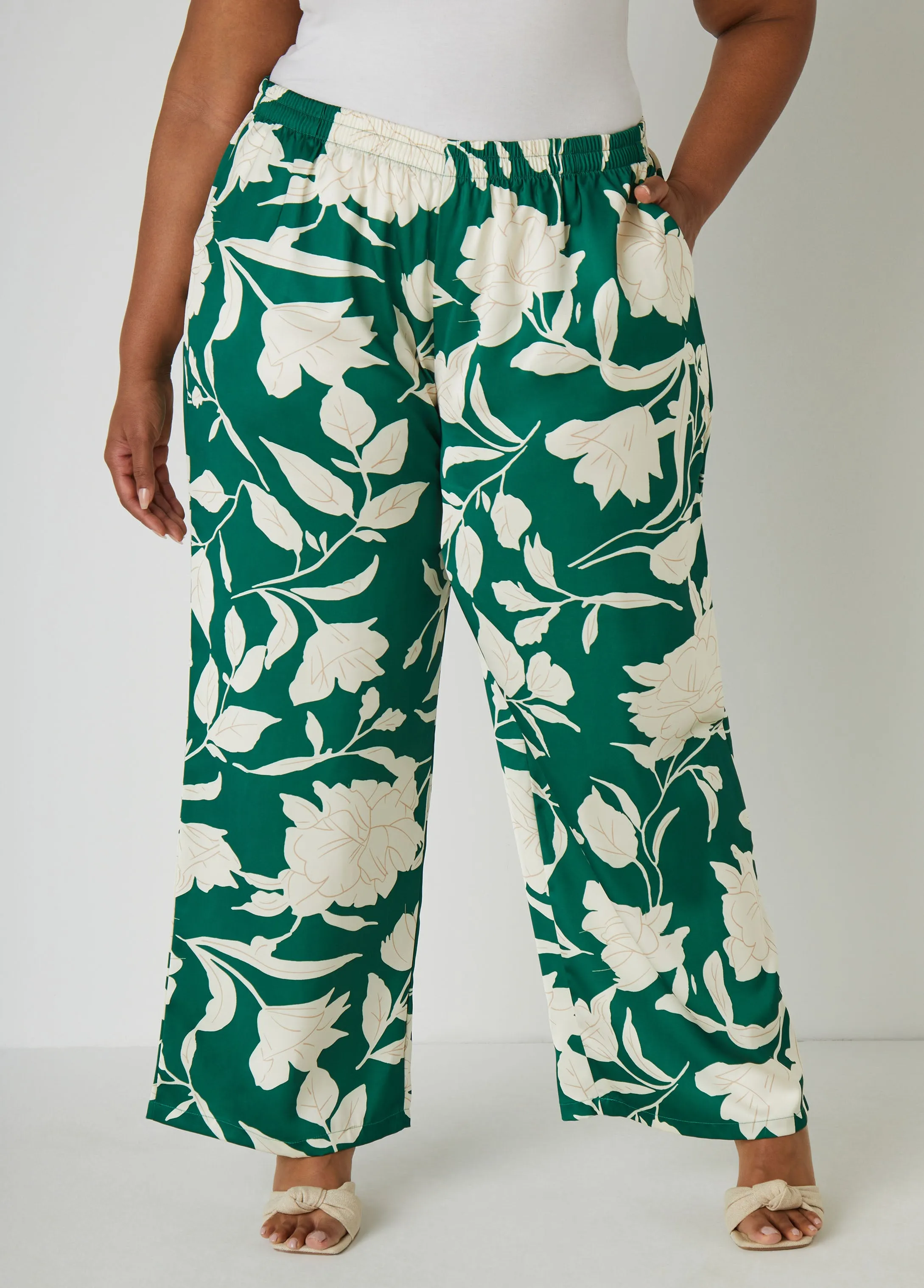 Floral Print Satin Wide Leg Pants sold by Ashley Stewart product image thumbnail 3
