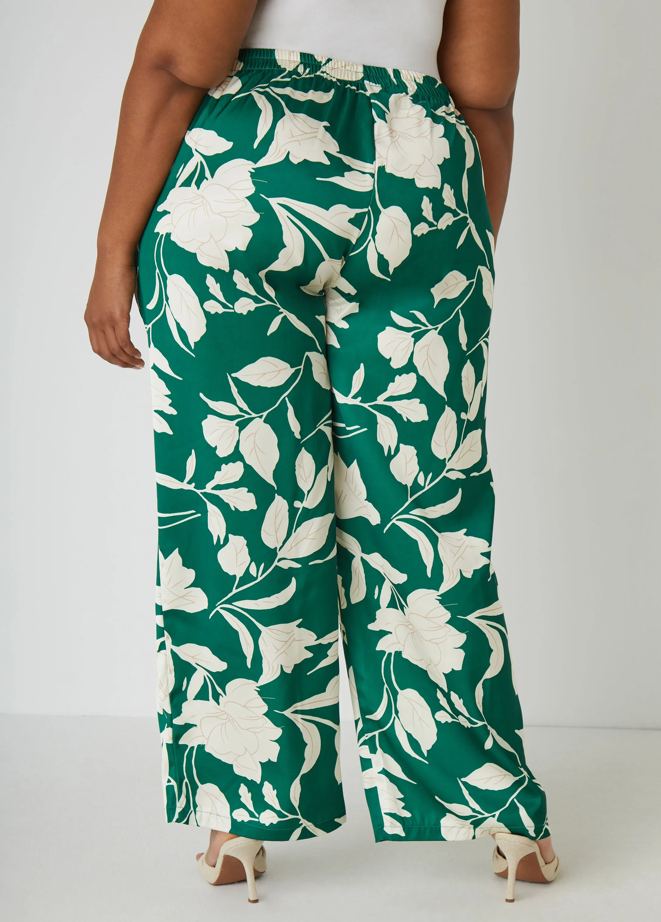 Floral Print Satin Wide Leg Pants sold by Ashley Stewart product image thumbnail 2