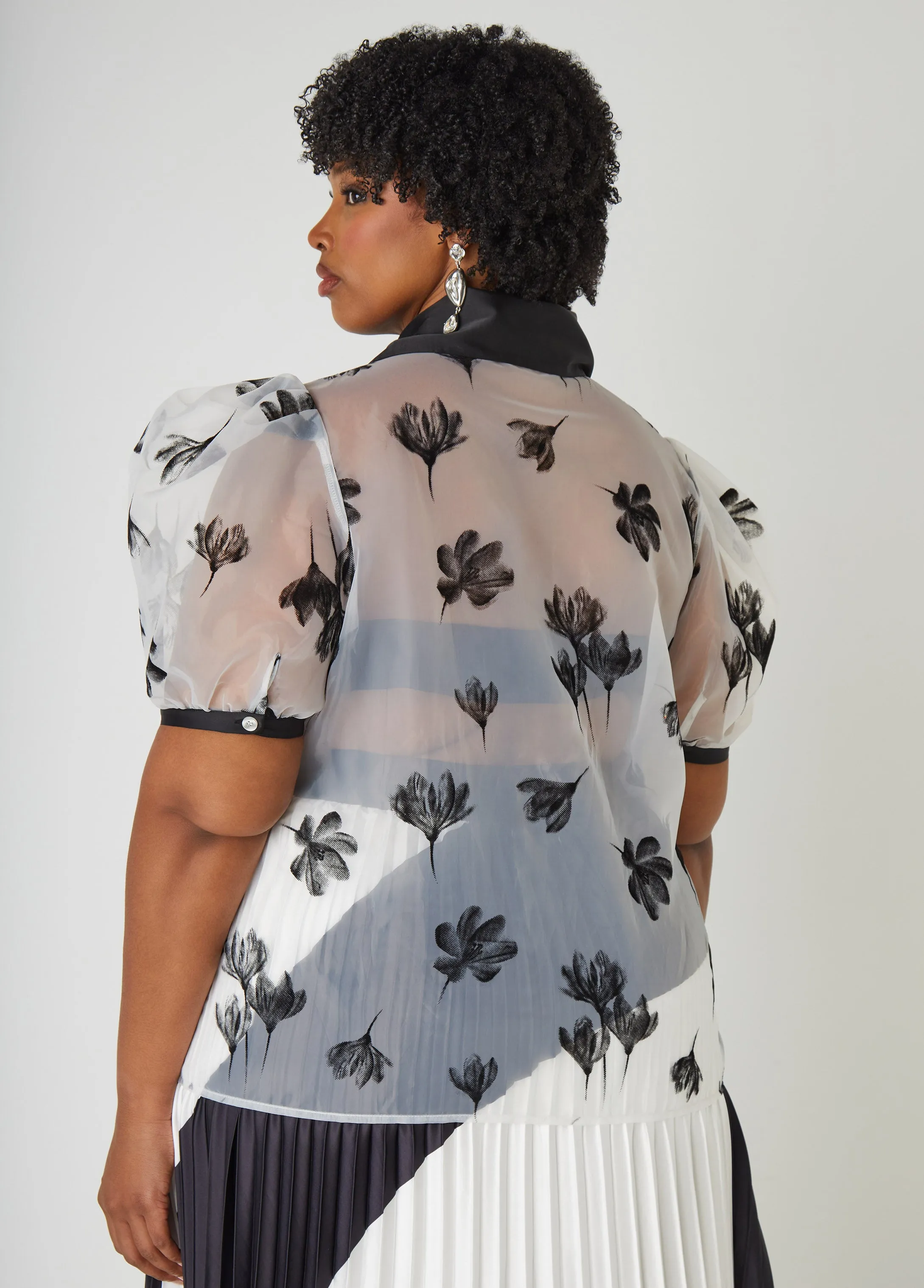 Floral Print Organza Blouse sold by Ashley Stewart product image thumbnail 2