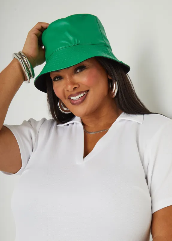 Seamed Faux Leather Bucket Hat sold by Ashley Stewart