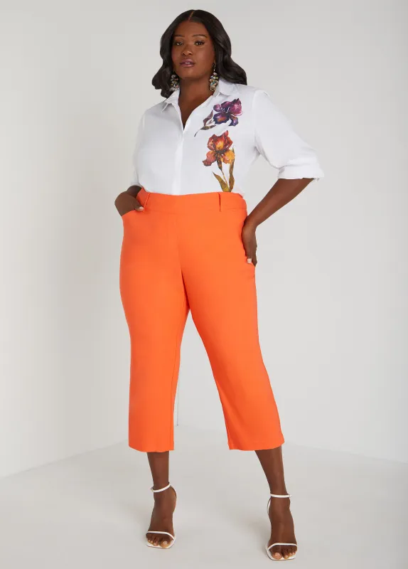 Iris Print Poplin Shirt sold by Ashley Stewart