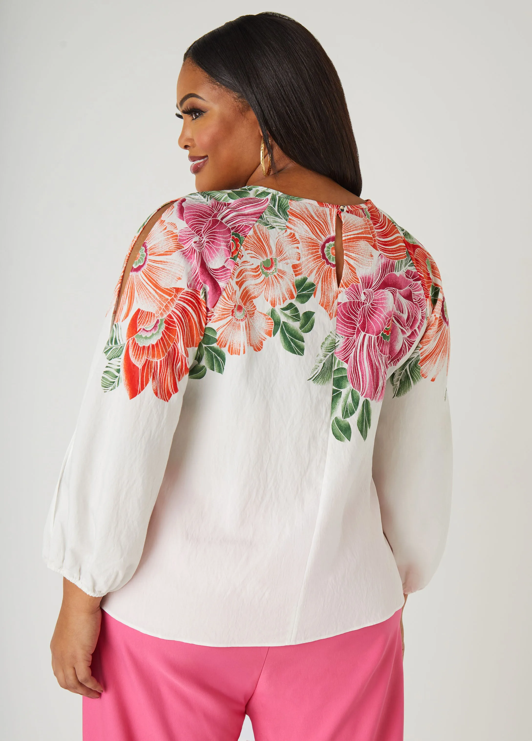 Cutout Floral Print Shirt sold by Ashley Stewart product image thumbnail 2