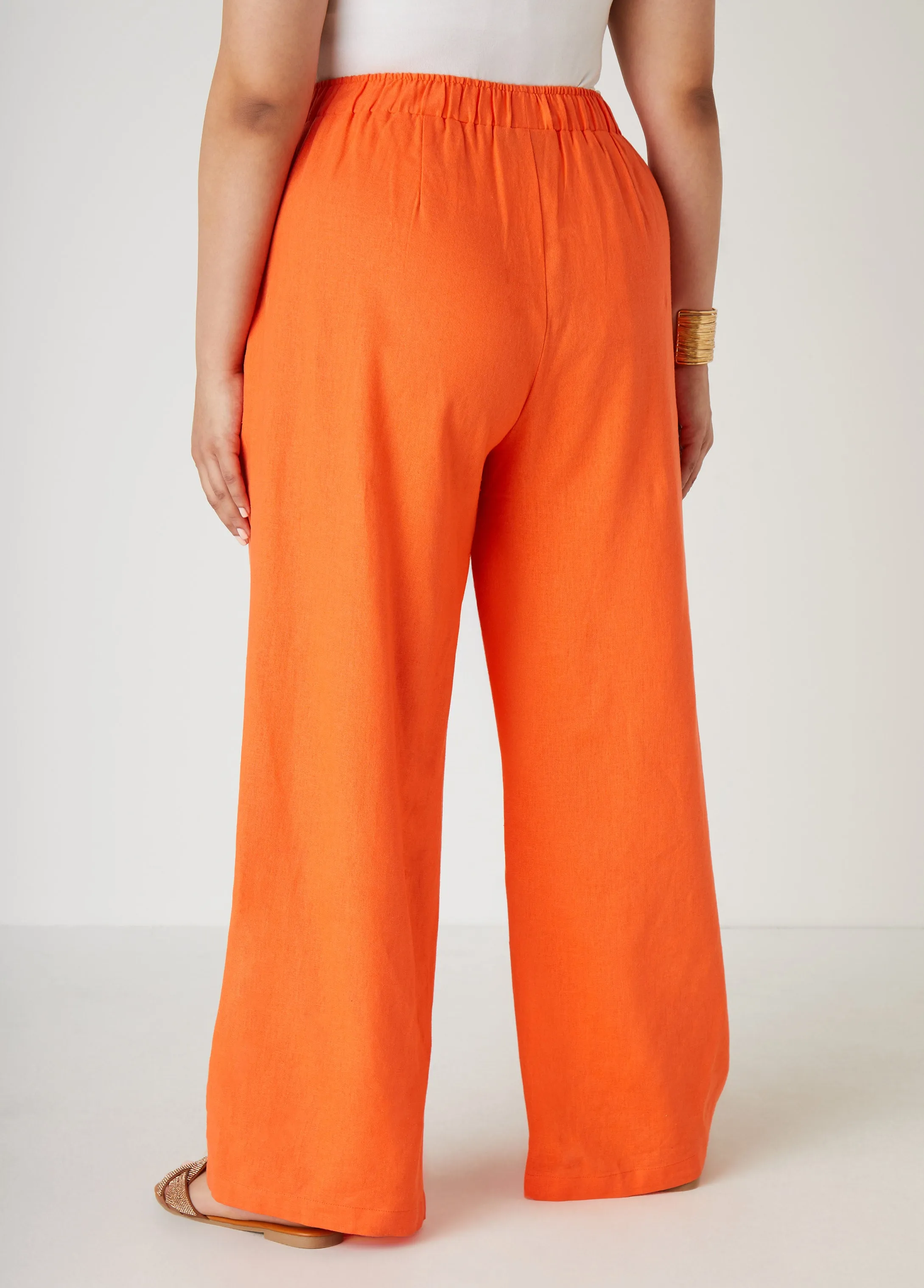High Rise Linen Blend Pants sold by Ashley Stewart product image thumbnail 2
