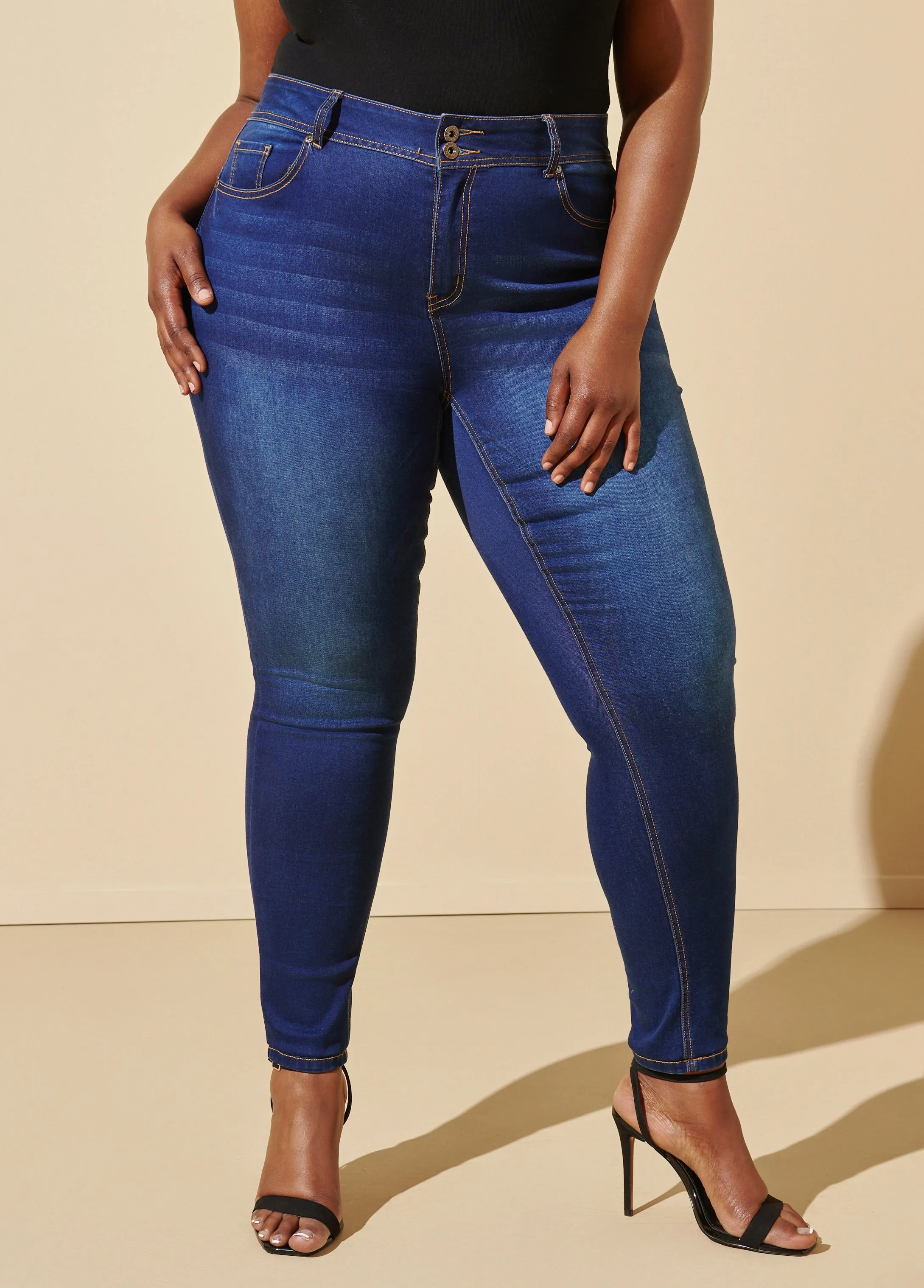 Dark Wash Fearless Skinny Jeans sold by Ashley Stewart product image thumbnail 5