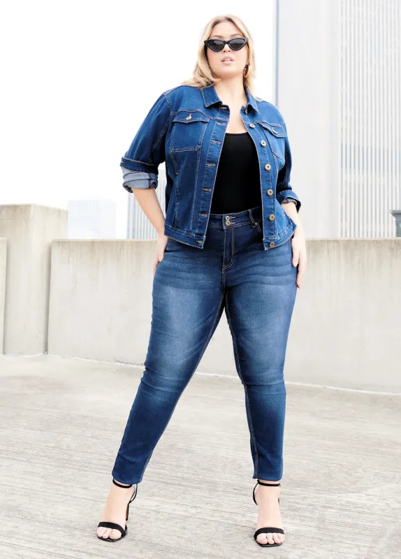 Dark Wash Fearless Skinny Jeans sold by Ashley Stewart