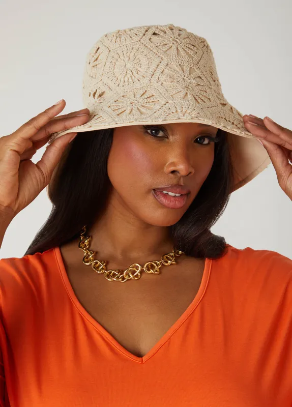 Crochet Bucket Hat sold by Ashley Stewart