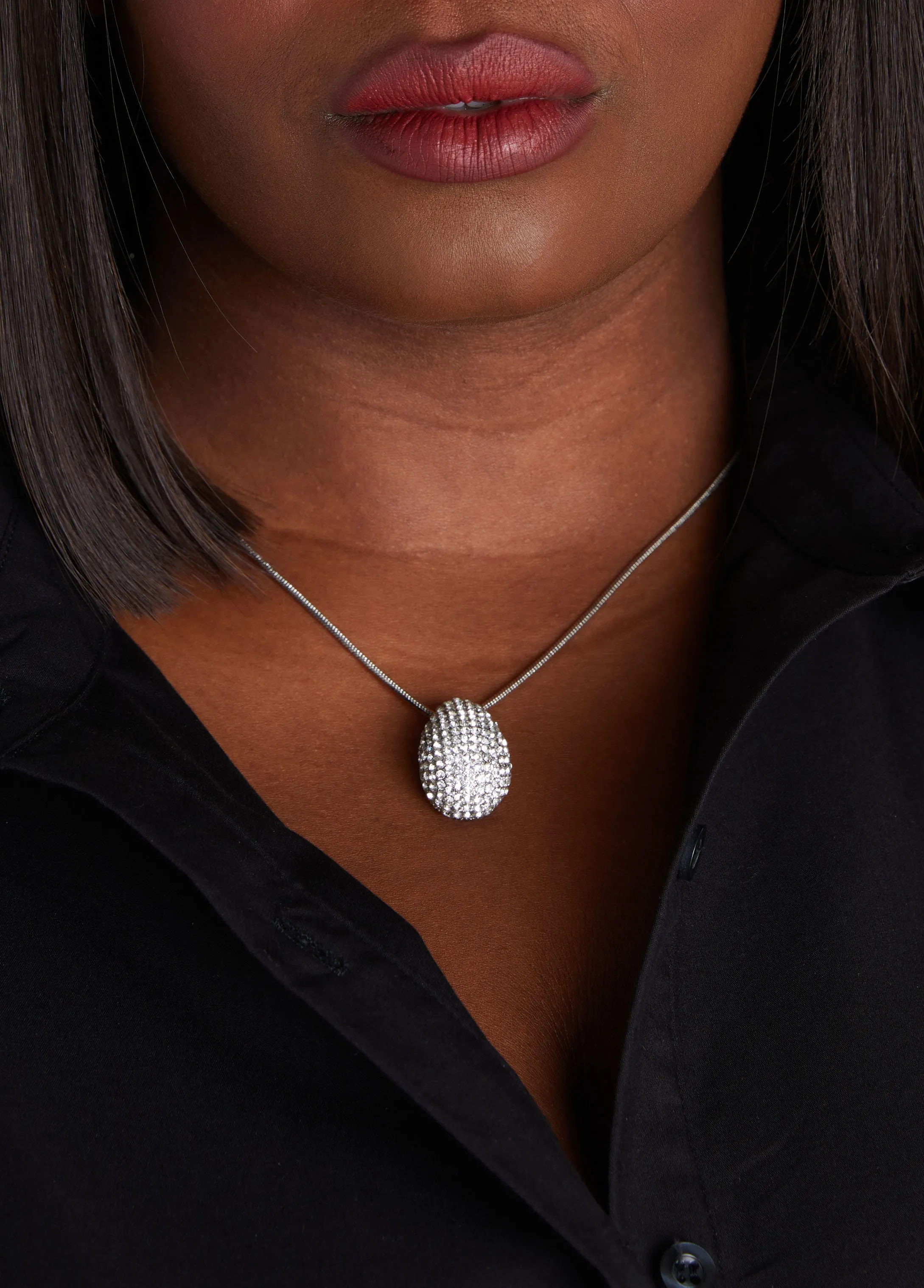 Pave Crystal Teardrop Necklace sold by Ashley Stewart