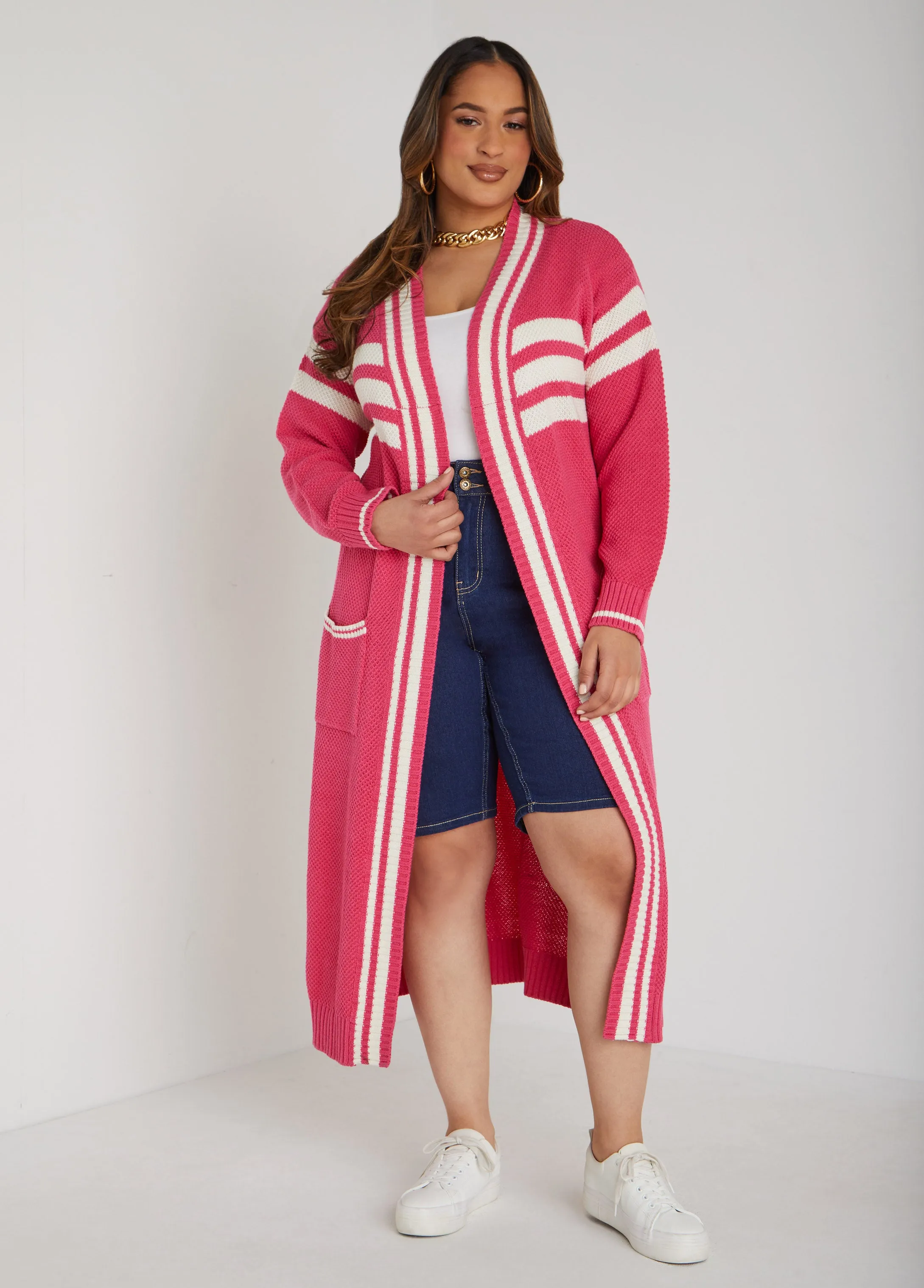 Open Front Striped Cardigan sold by Ashley Stewart product image thumbnail 5