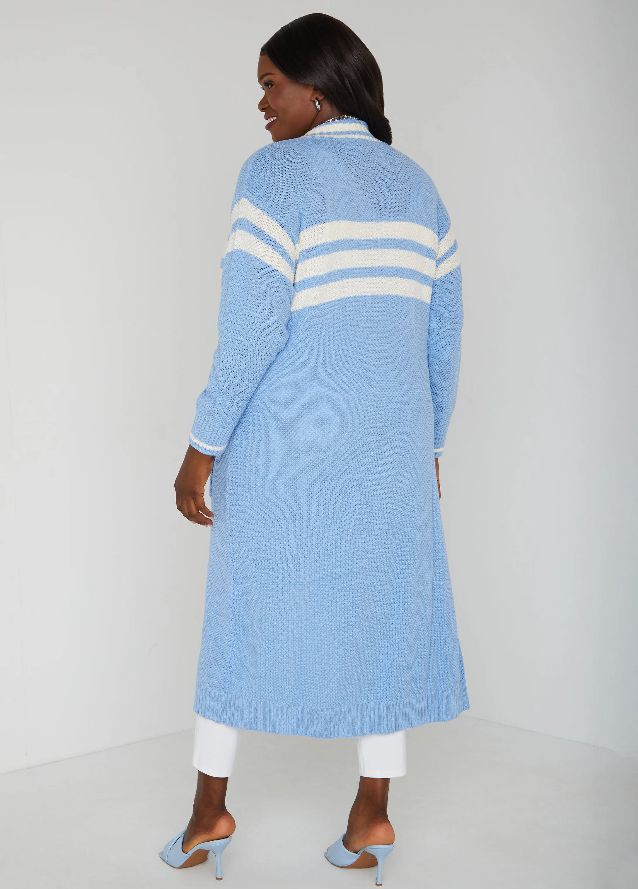 Open Front Striped Cardigan sold by Ashley Stewart product image thumbnail 2