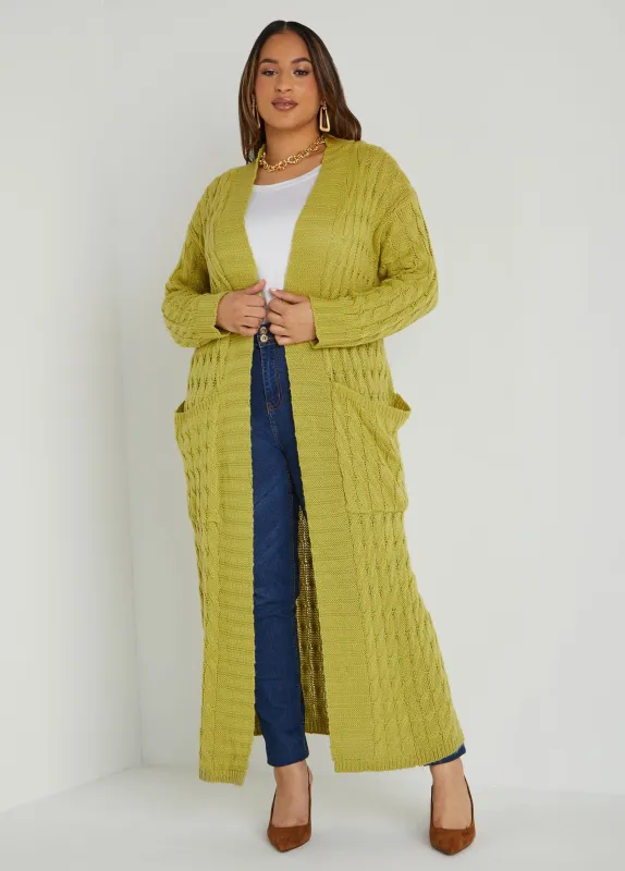 Pocketed Cable Knit Duster sold by Ashley Stewart
