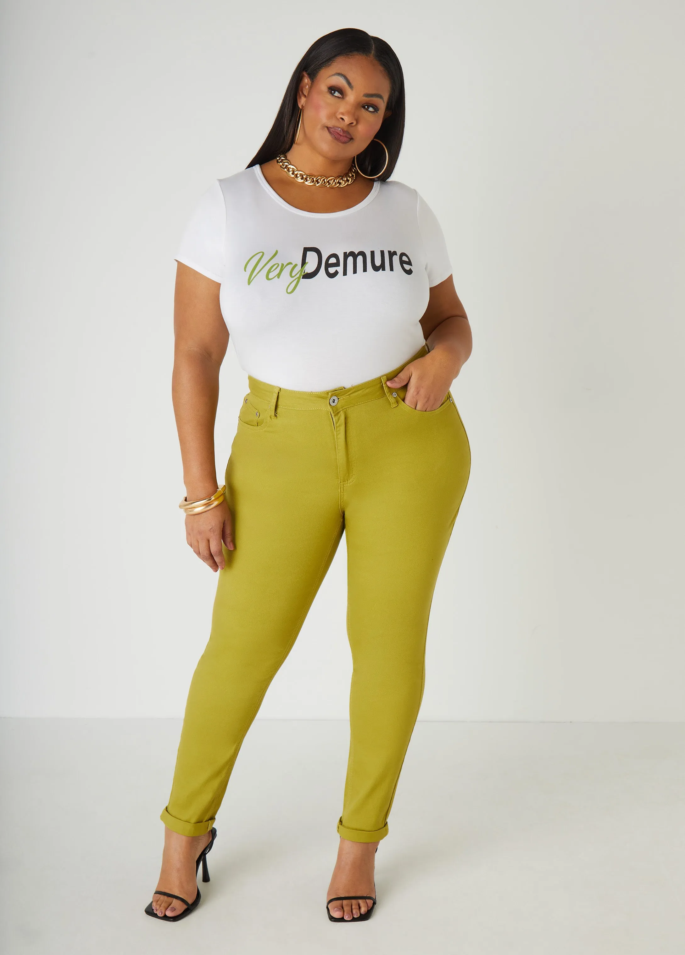 Cuffed Mid Rise Jeggings sold by Ashley Stewart