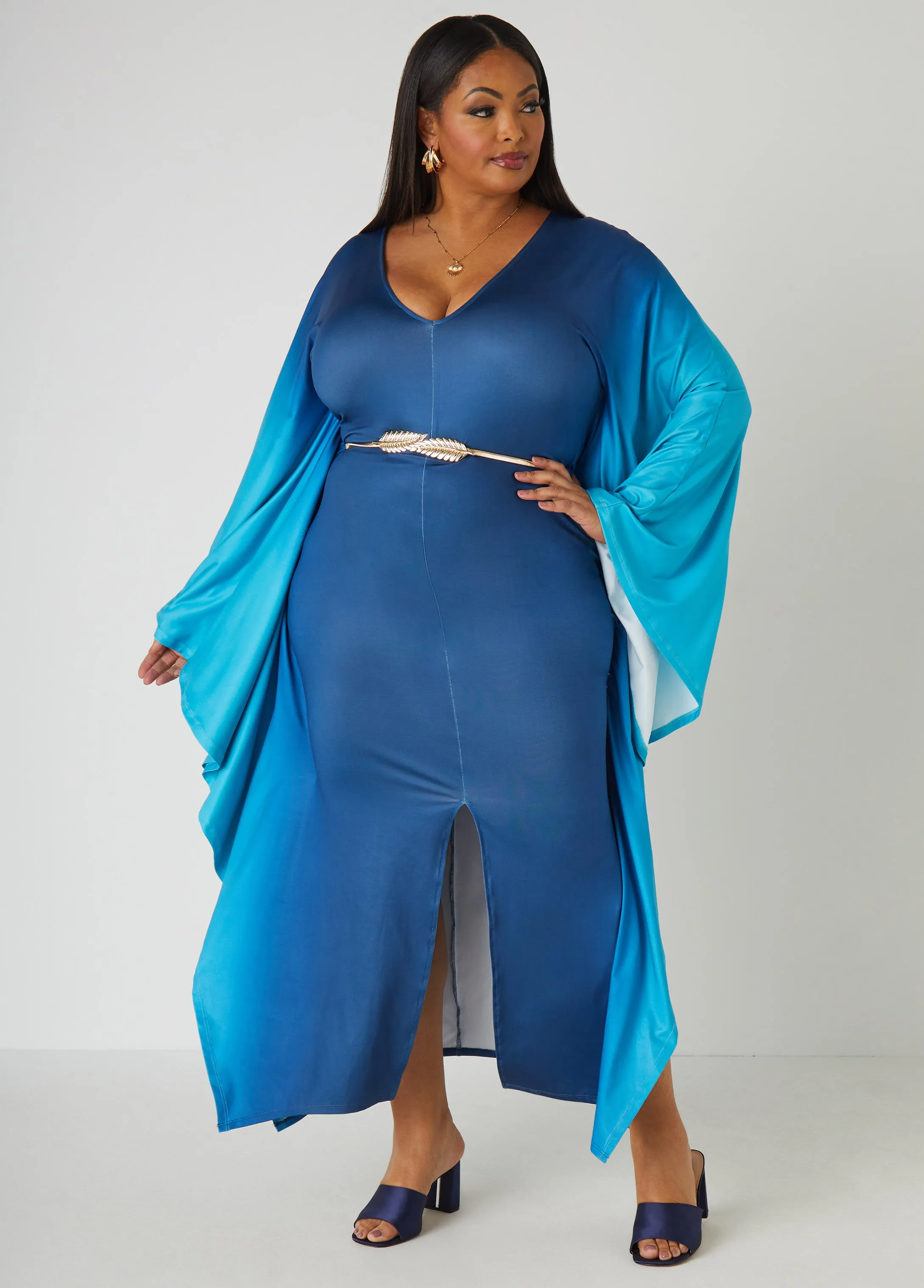 Ombre Belted Kaftan Dress sold by Ashley Stewart
