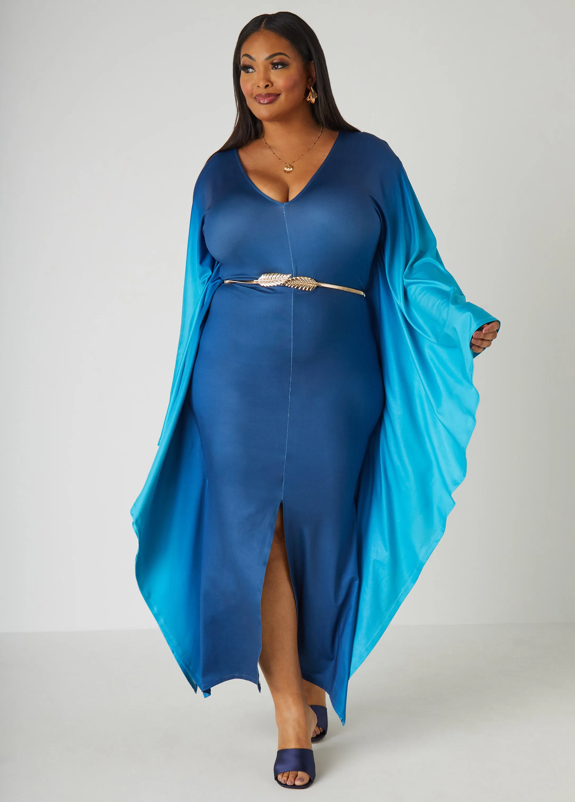 Ombre Belted Kaftan Dress sold by Ashley Stewart product image thumbnail 3