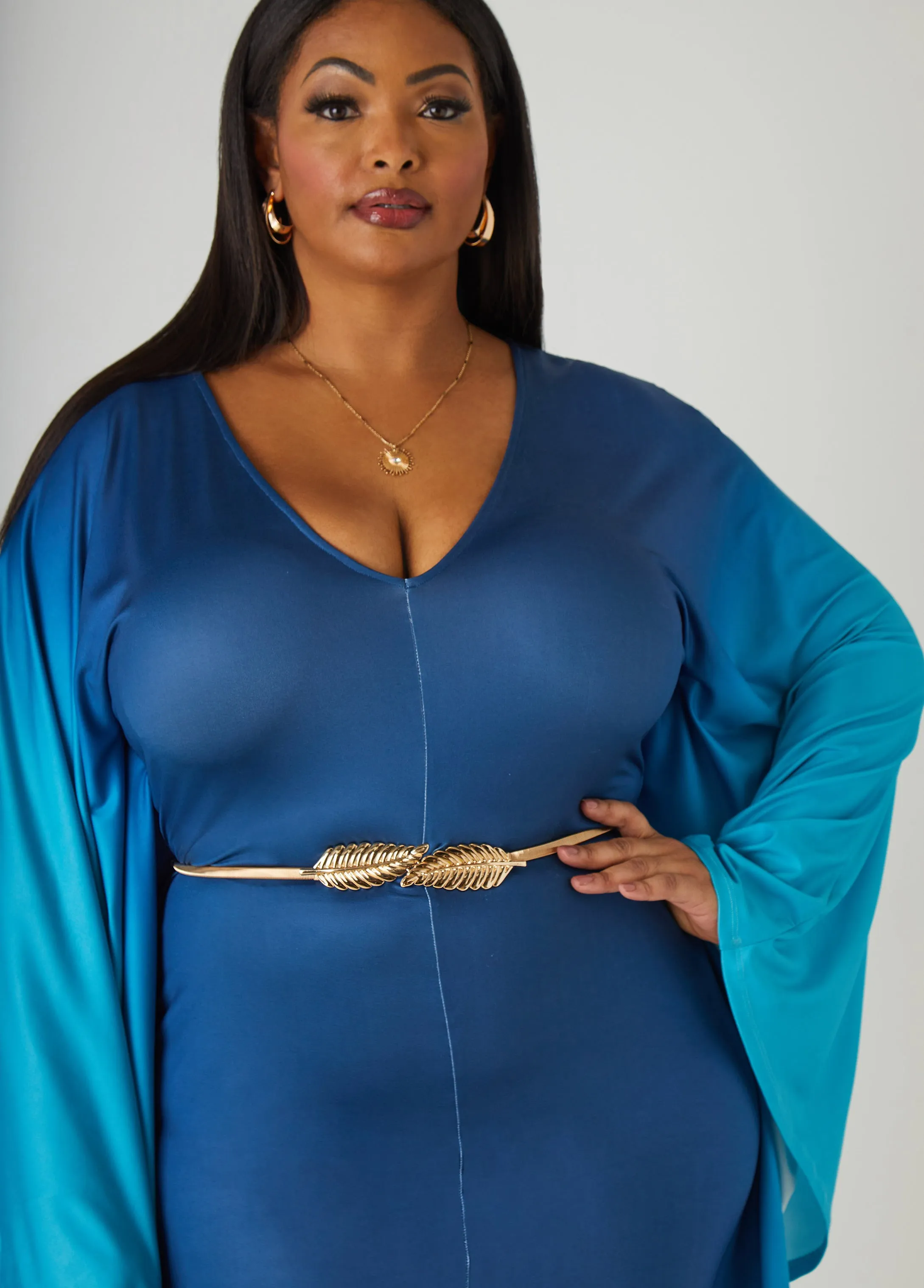 Ombre Belted Kaftan Dress sold by Ashley Stewart product image thumbnail 4