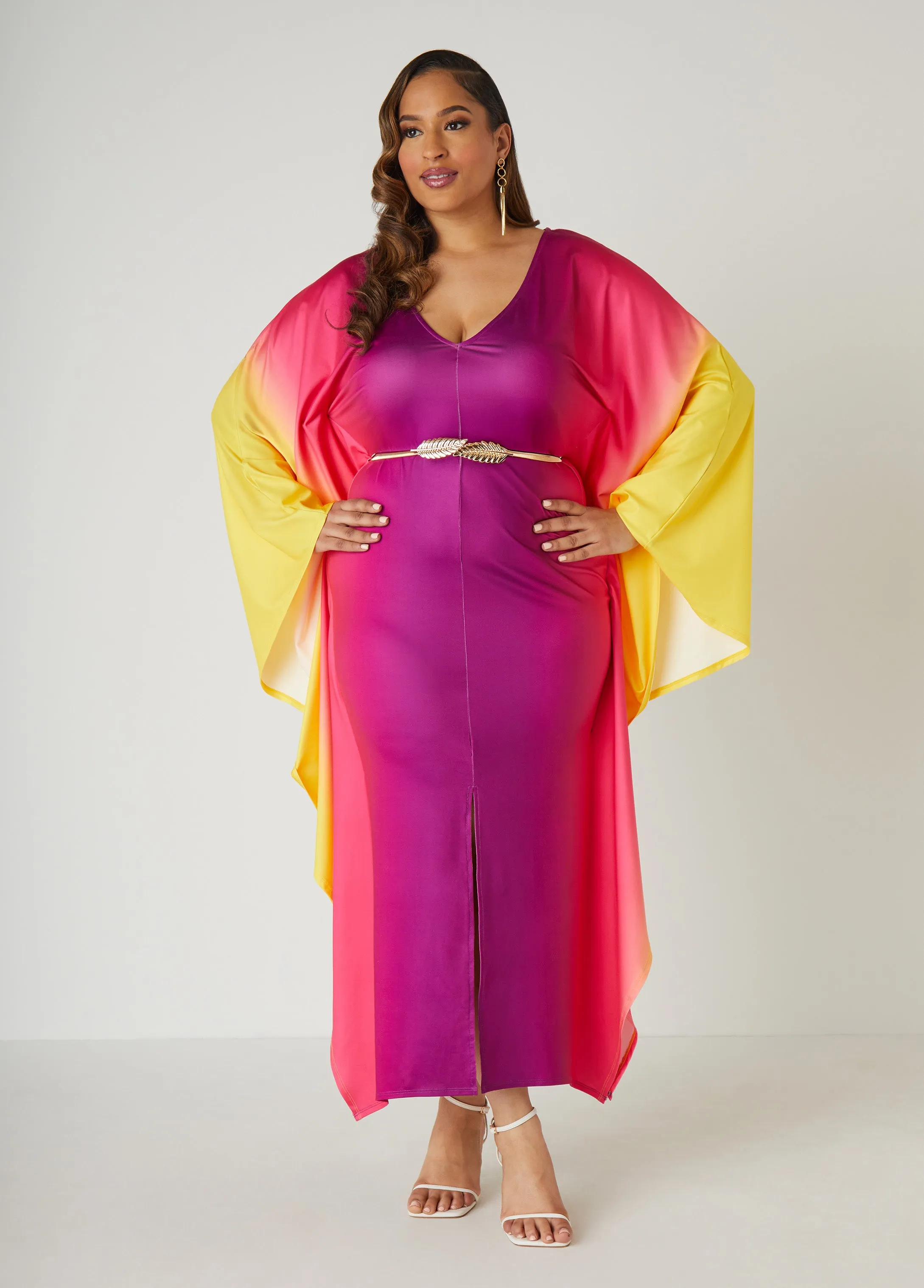 Belted Ombre Kaftan Dress sold by Ashley Stewart product image thumbnail 4