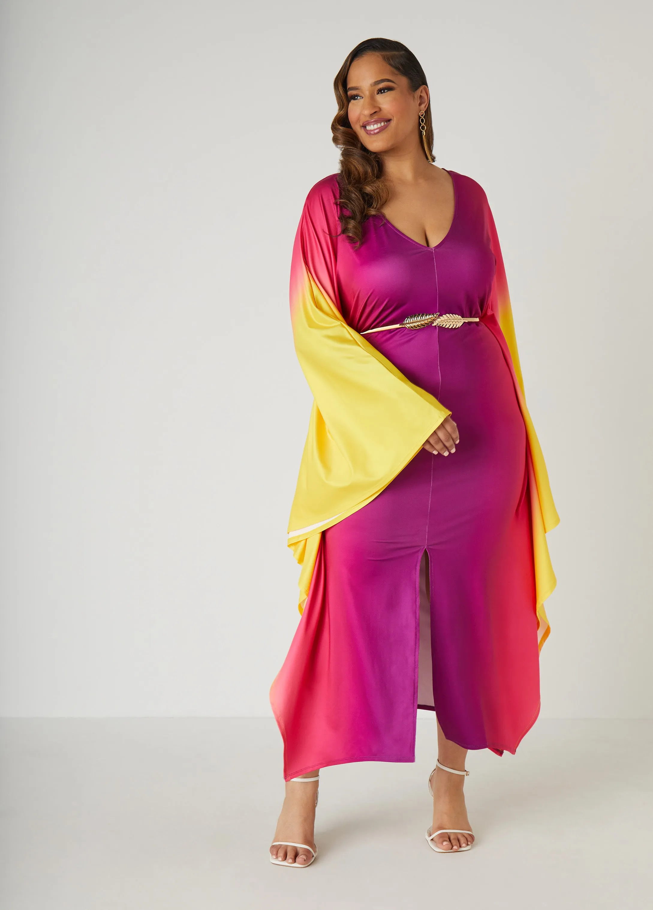 Belted Ombre Kaftan Dress sold by Ashley Stewart product image thumbnail 3