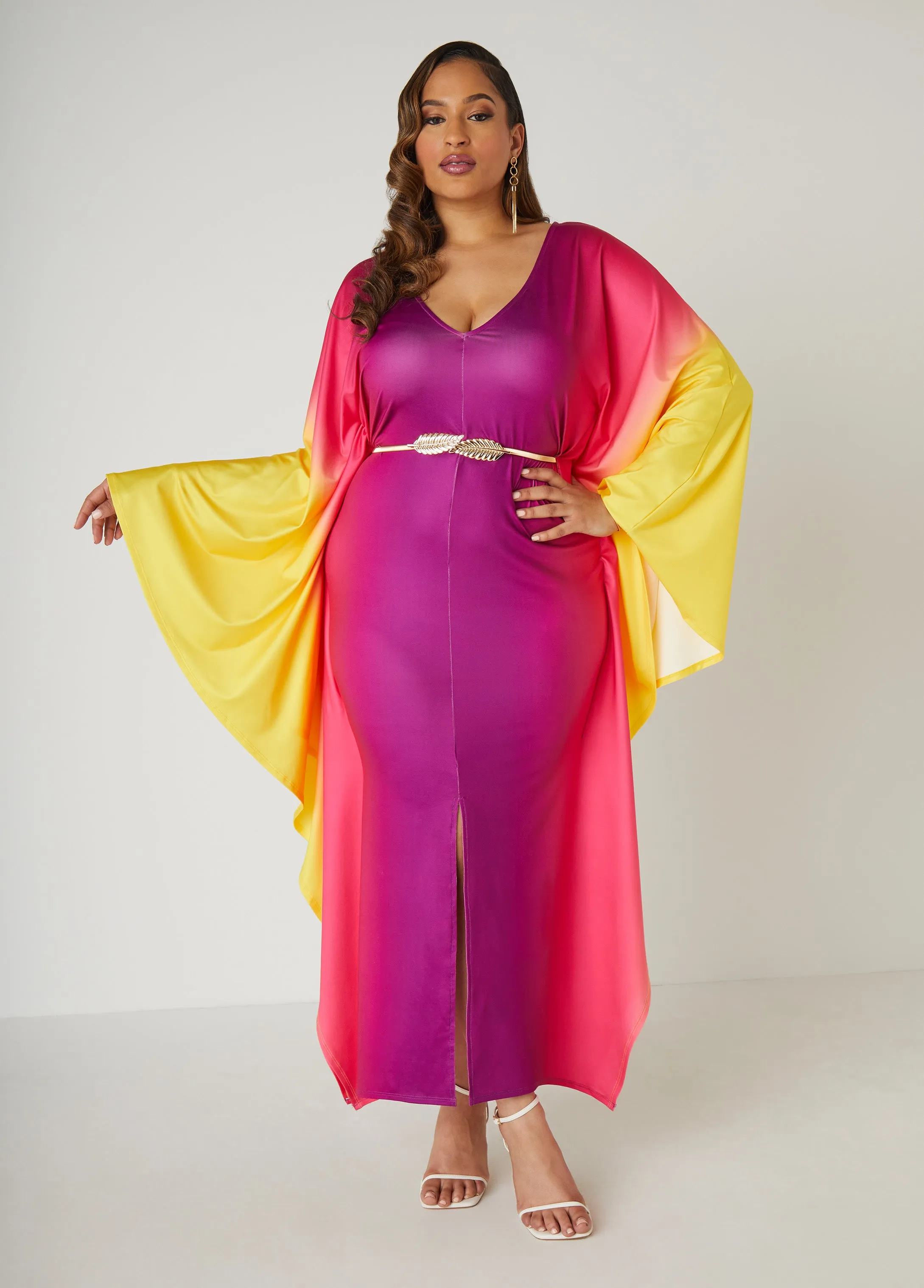 Belted Ombre Kaftan Dress sold by Ashley Stewart