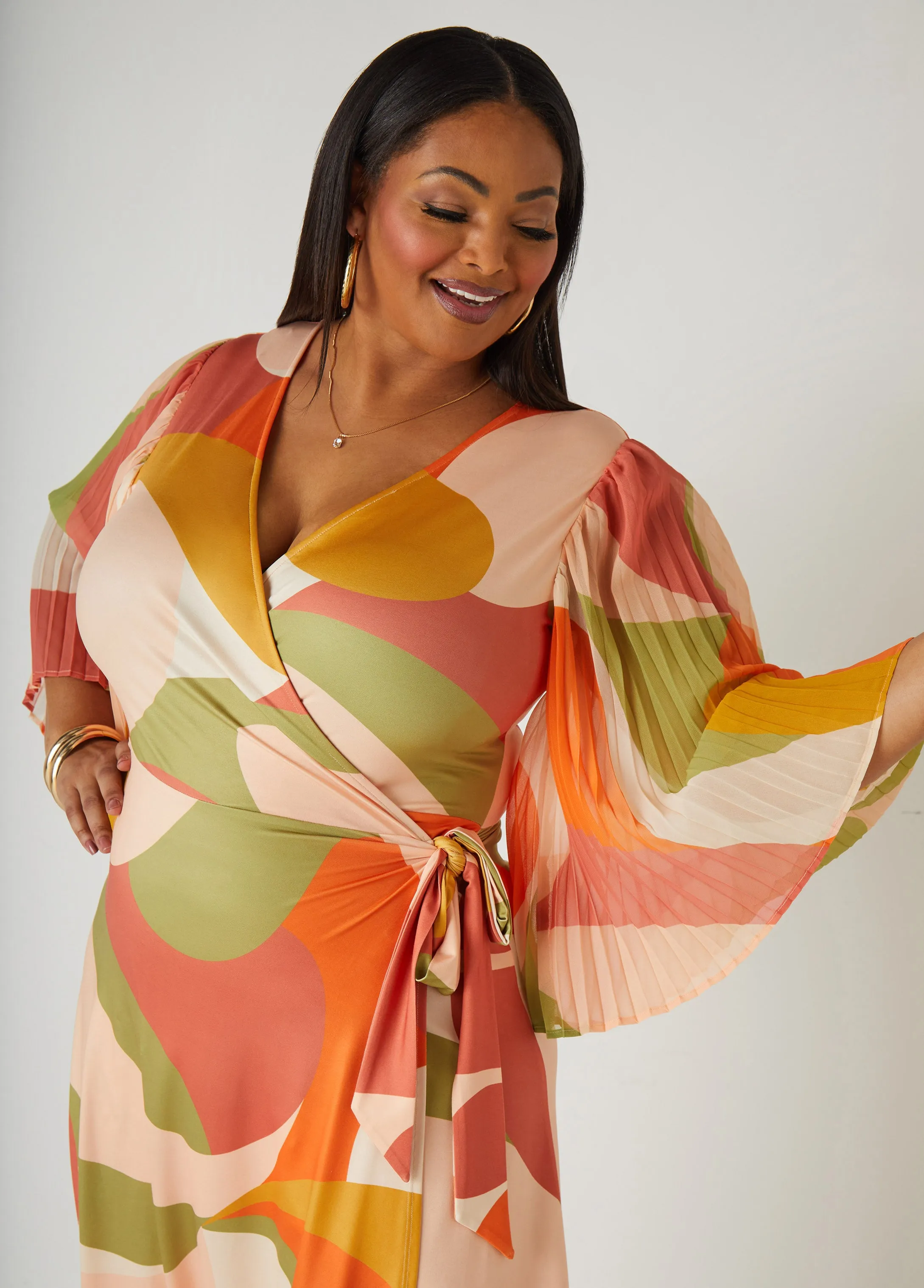 Abstract Print Maxi Wrap Dress sold by Ashley Stewart product image thumbnail 4