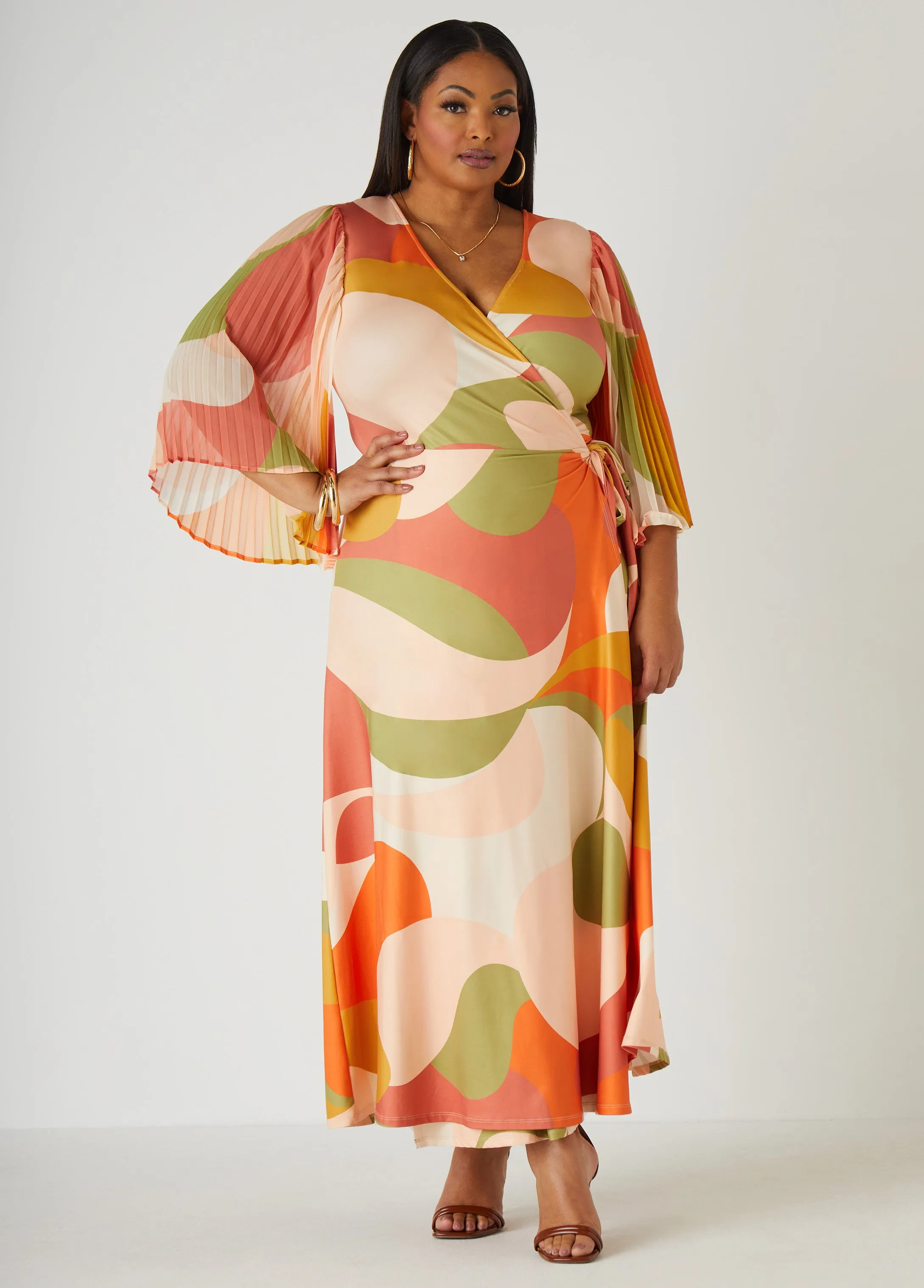 Abstract Print Maxi Wrap Dress sold by Ashley Stewart product image thumbnail 3