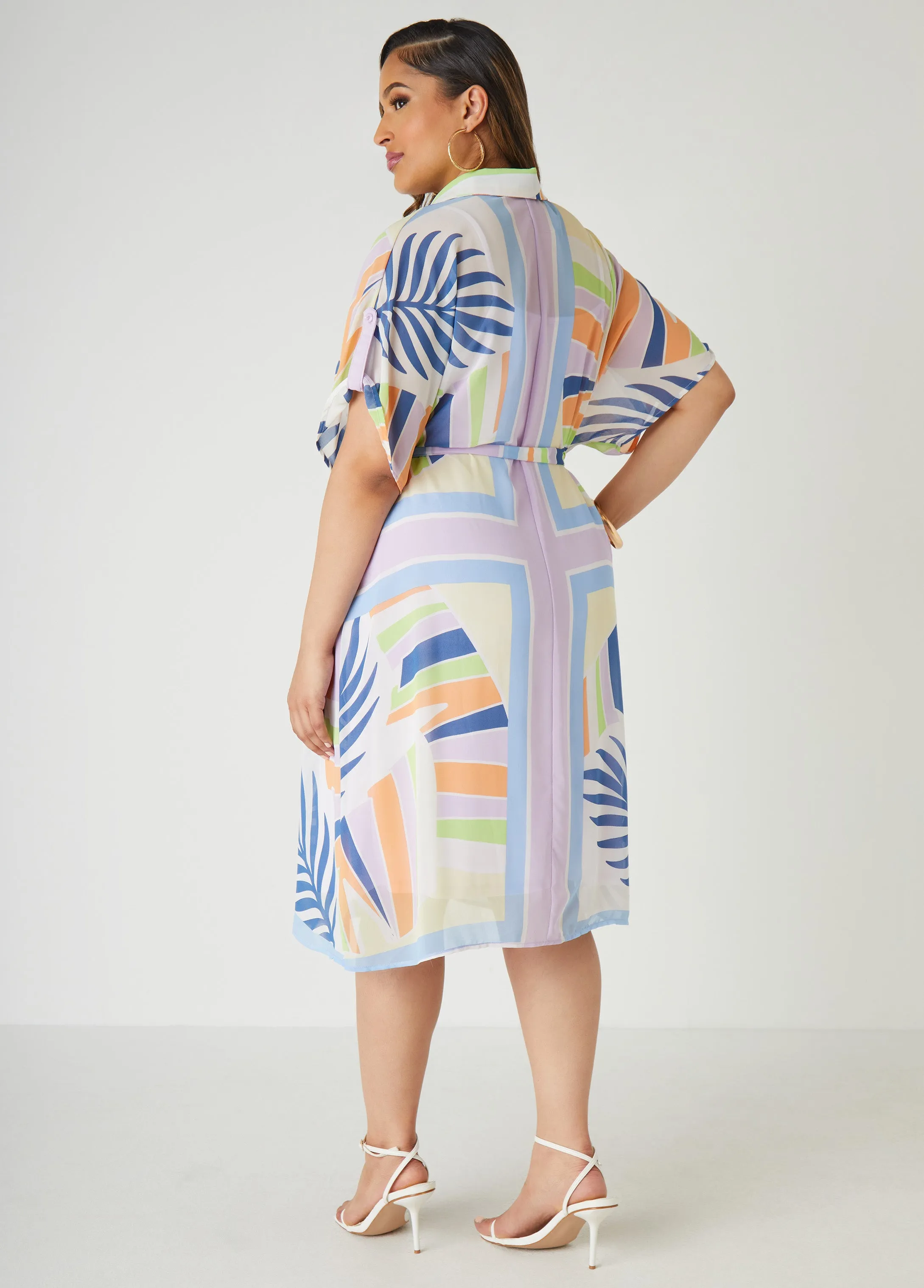 Belted Printed Shirtdress sold by Ashley Stewart product image thumbnail 2