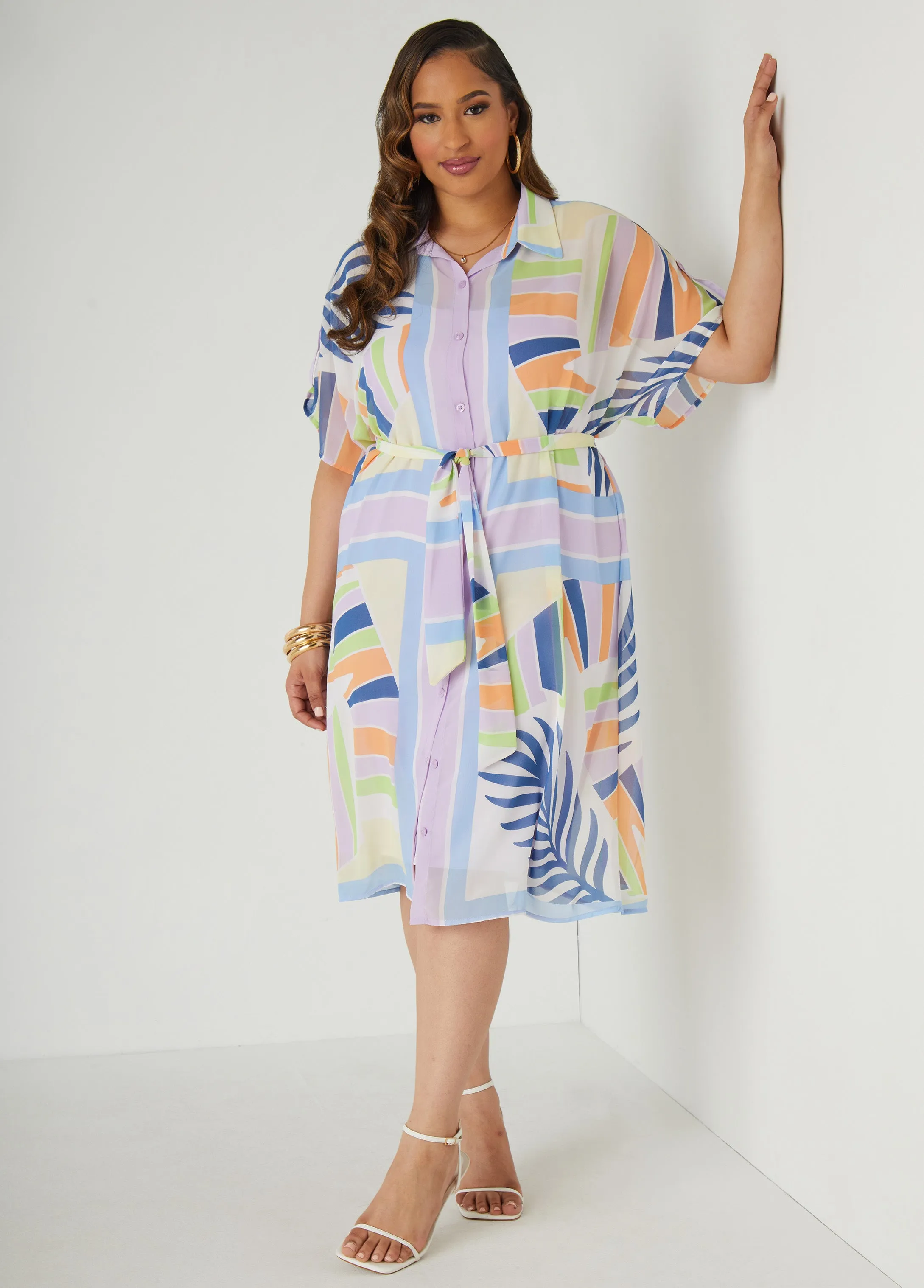 Belted Printed Shirtdress sold by Ashley Stewart product image thumbnail 3