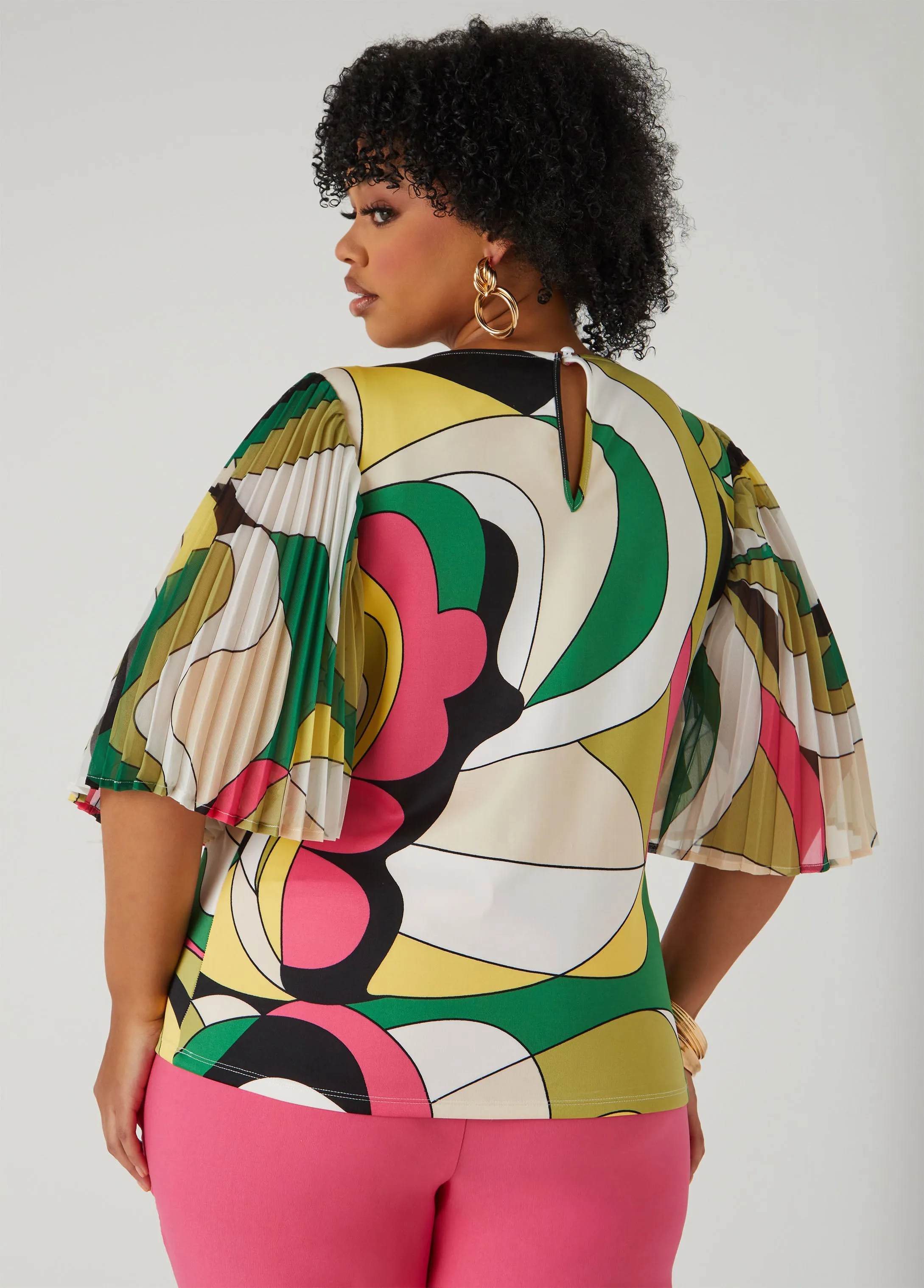 Pleated Paneled Abstract Top sold by Ashley Stewart product image thumbnail 2