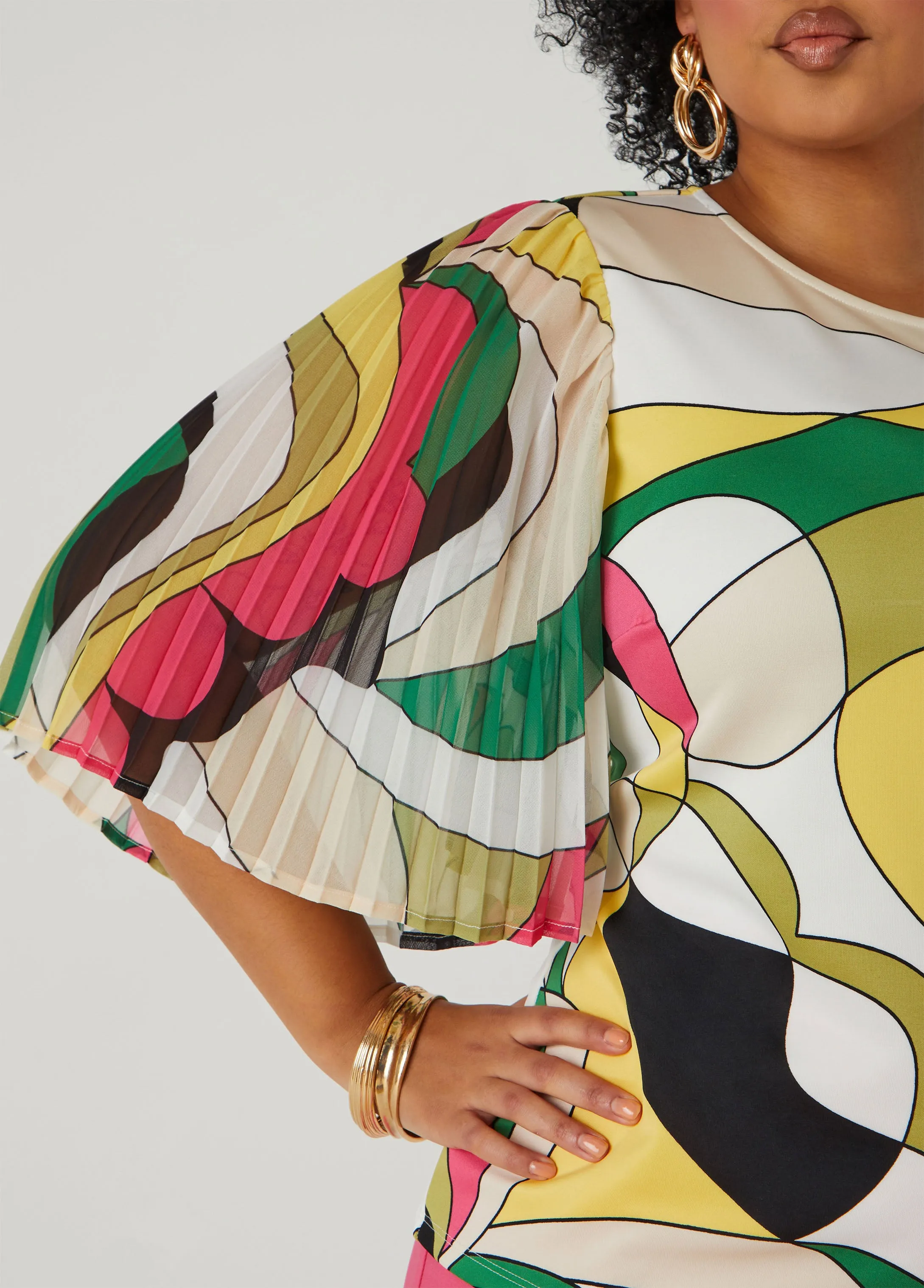 Pleated Paneled Abstract Top sold by Ashley Stewart product image thumbnail 4