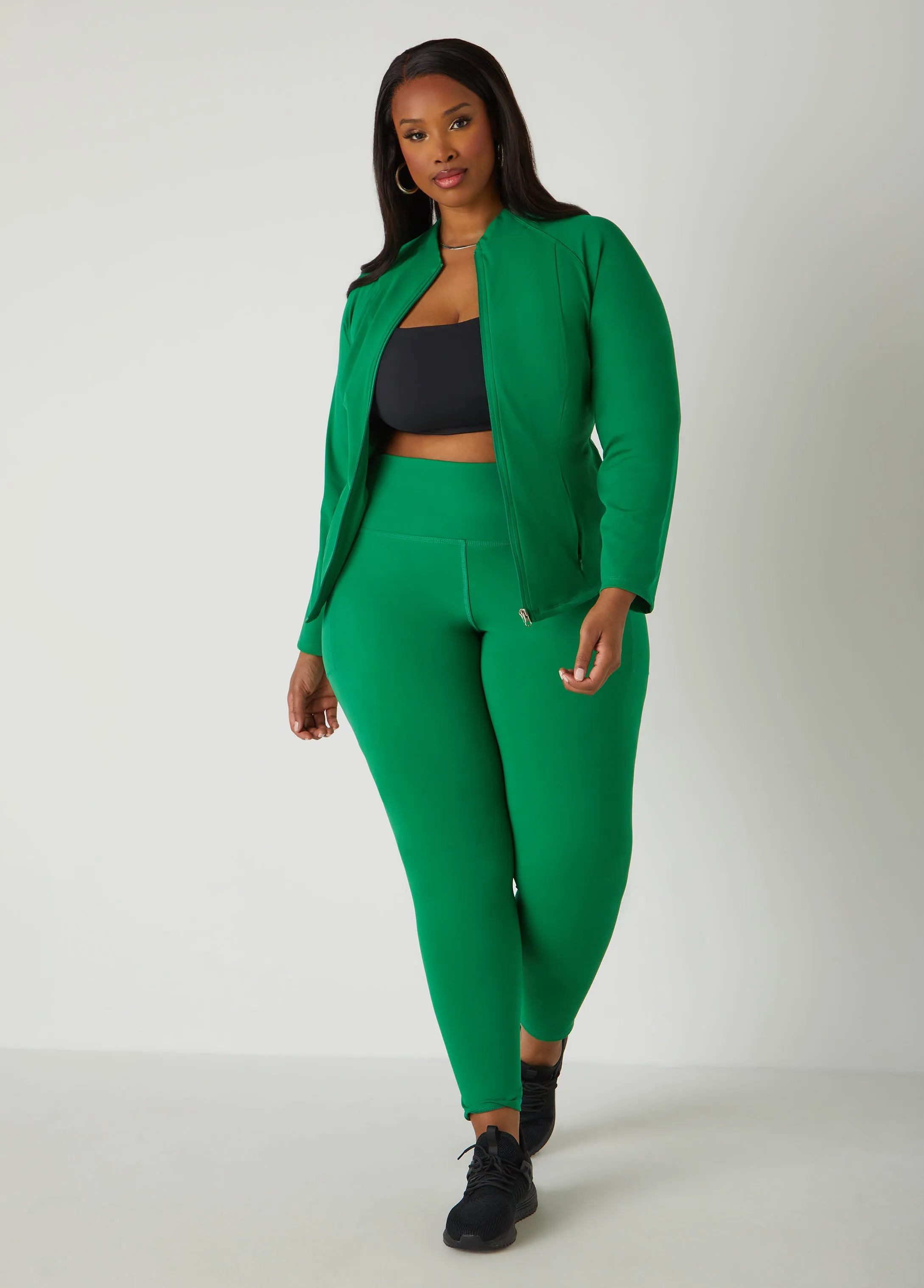 Zip Front Knit Athletic Jacket sold by Ashley Stewart product image thumbnail 4