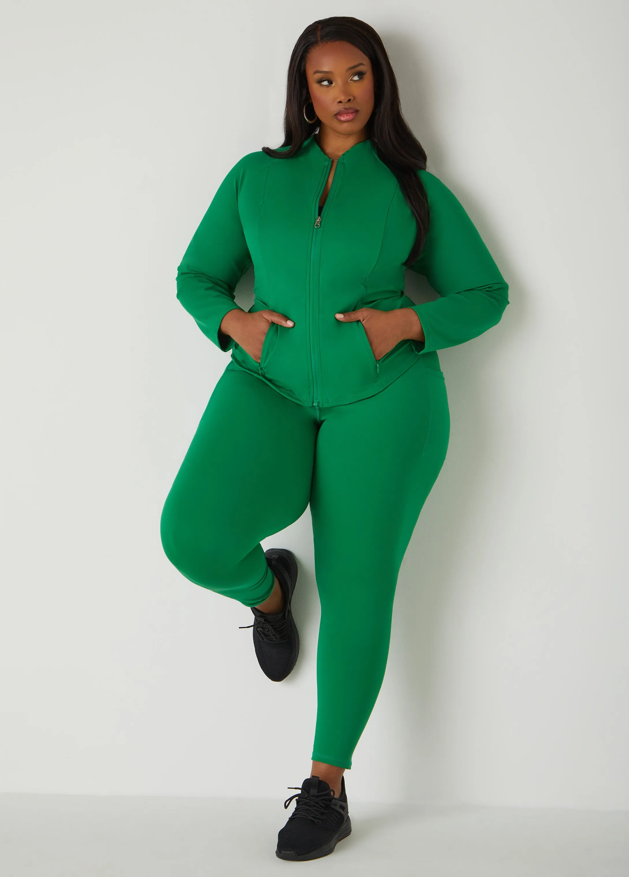 Zip Front Knit Athletic Jacket sold by Ashley Stewart product image thumbnail 3