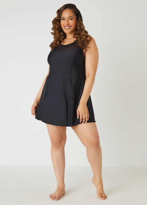 Simply Fit Mesh Paneled Swimdress made by Ashley Stewart