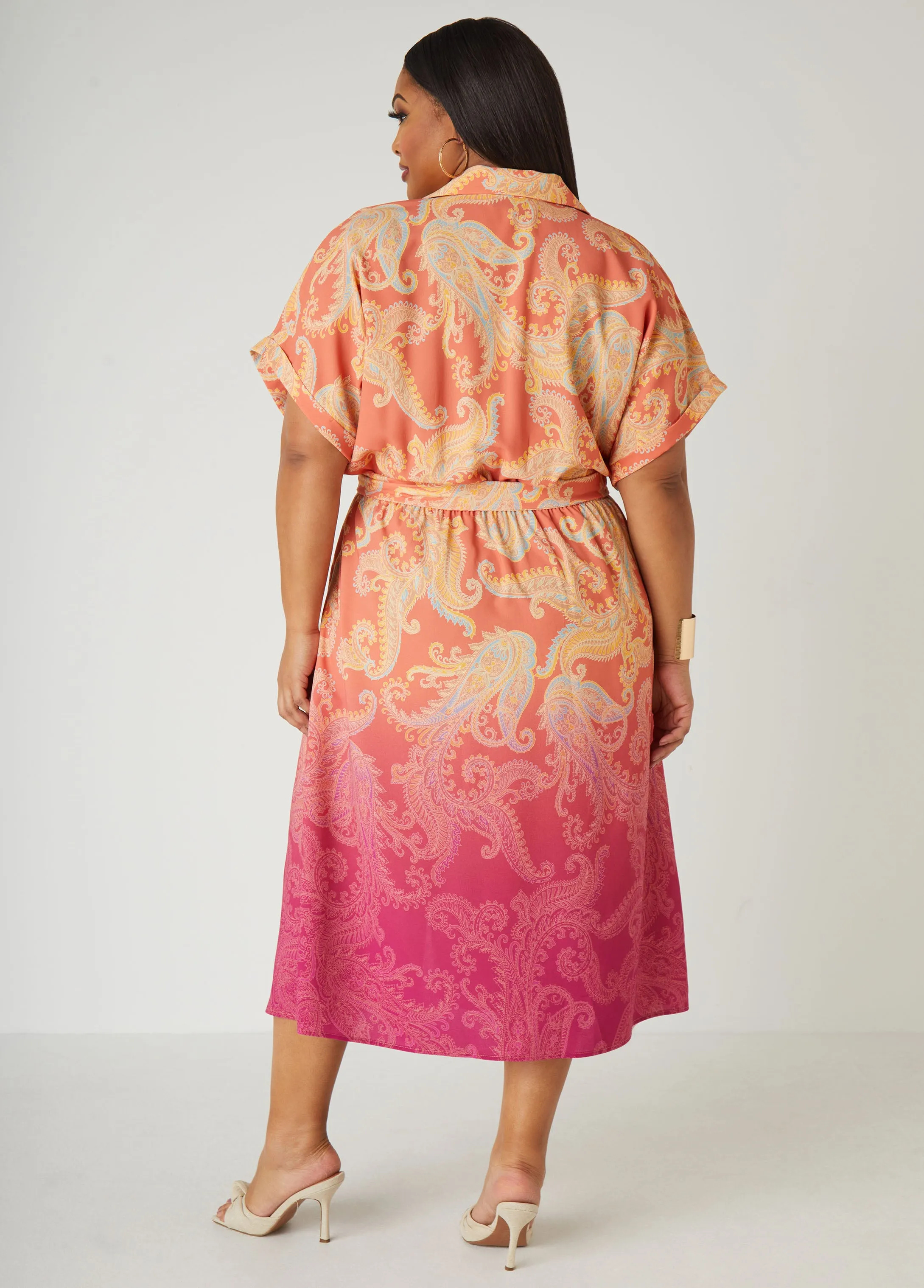Ombre Paisley Midaxi Shirtdress sold by Ashley Stewart product image thumbnail 2