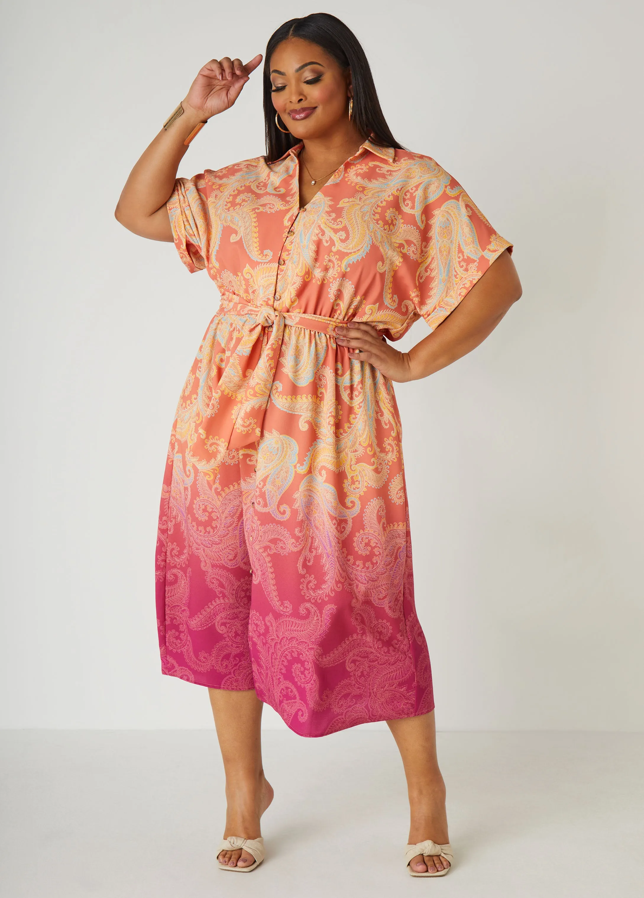 Ombre Paisley Midaxi Shirtdress sold by Ashley Stewart product image thumbnail 3