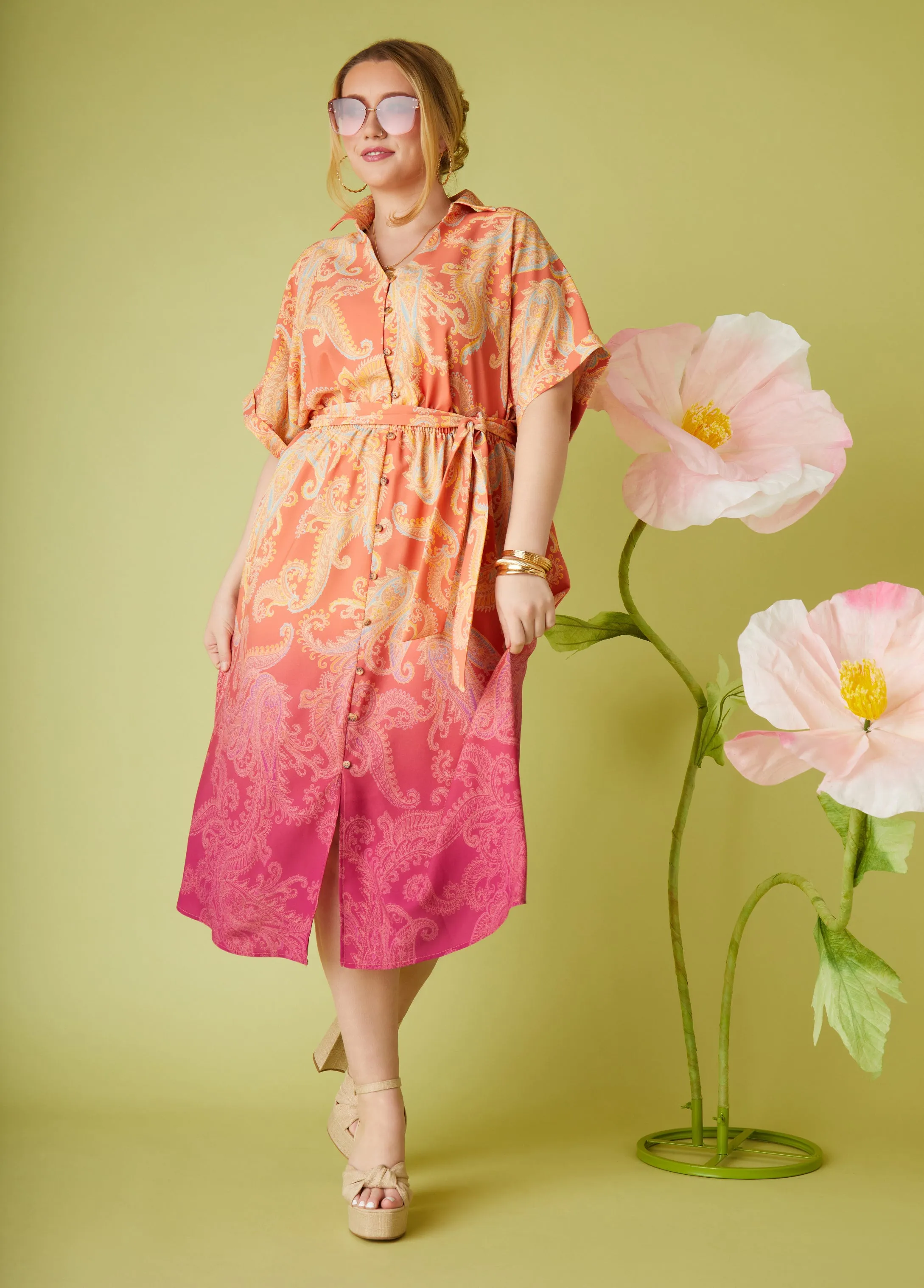Ombre Paisley Midaxi Shirtdress sold by Ashley Stewart