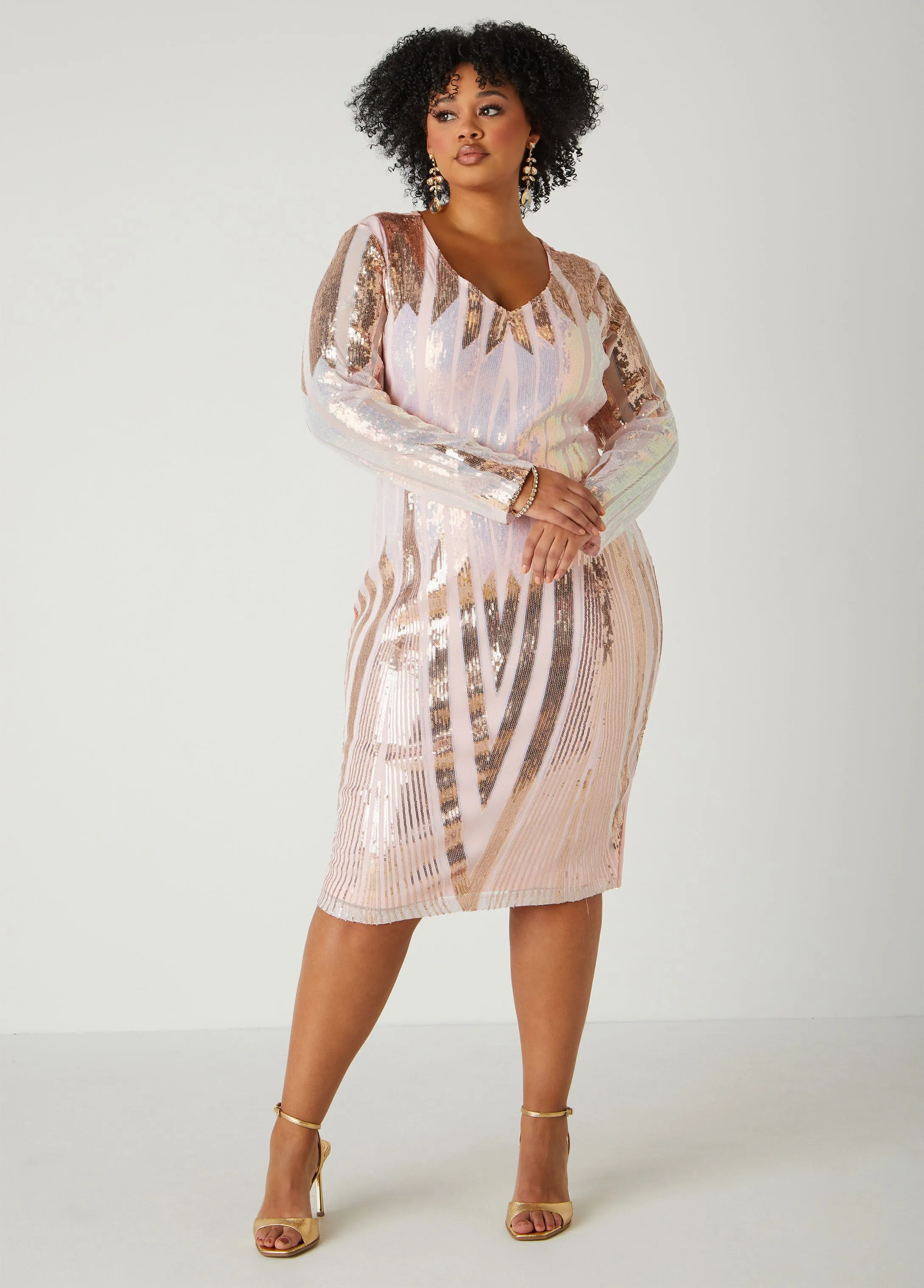 Sequined Bodycon Dress sold by Ashley Stewart product image thumbnail 5