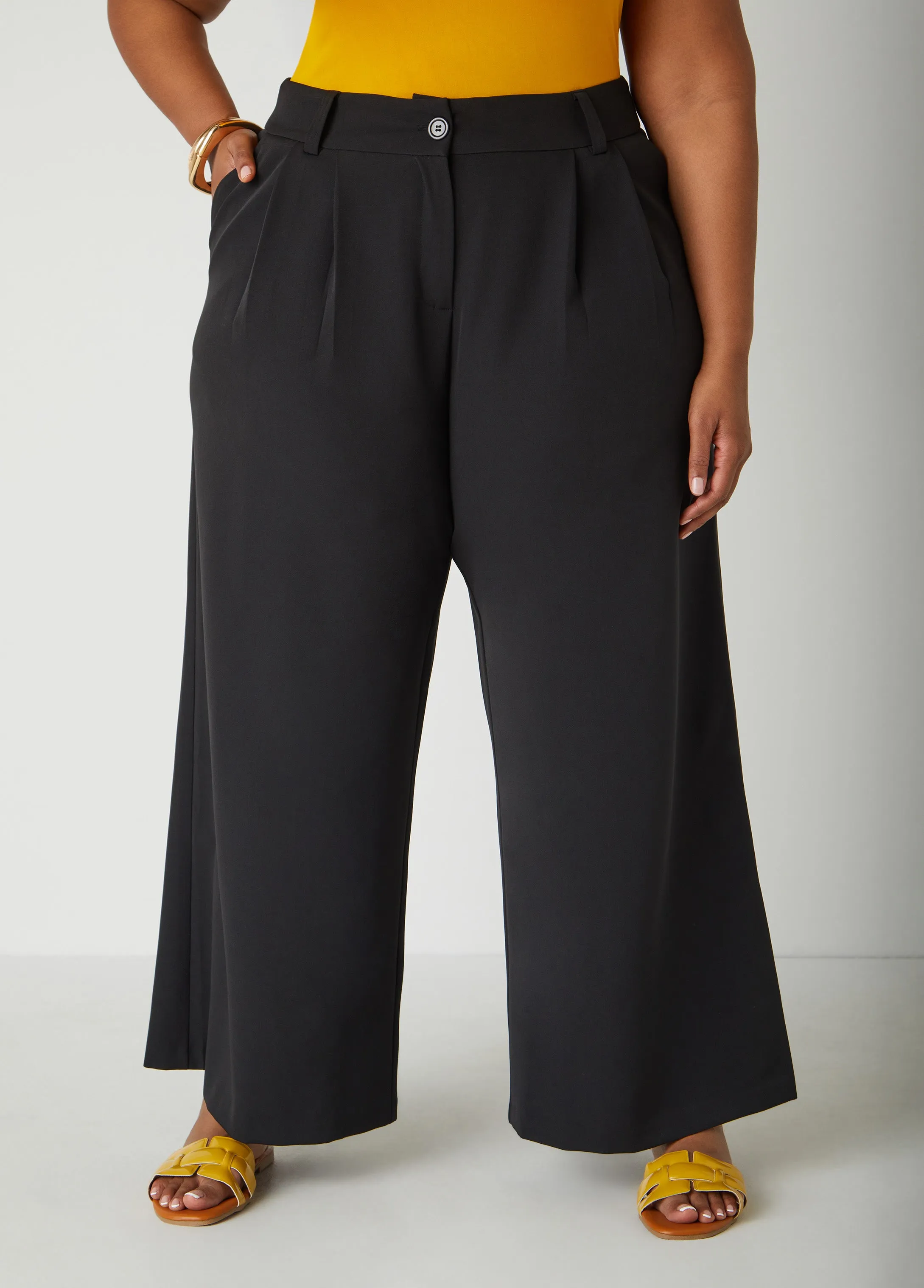 Pleated Wide Leg Trousers sold by Ashley Stewart product image thumbnail 4