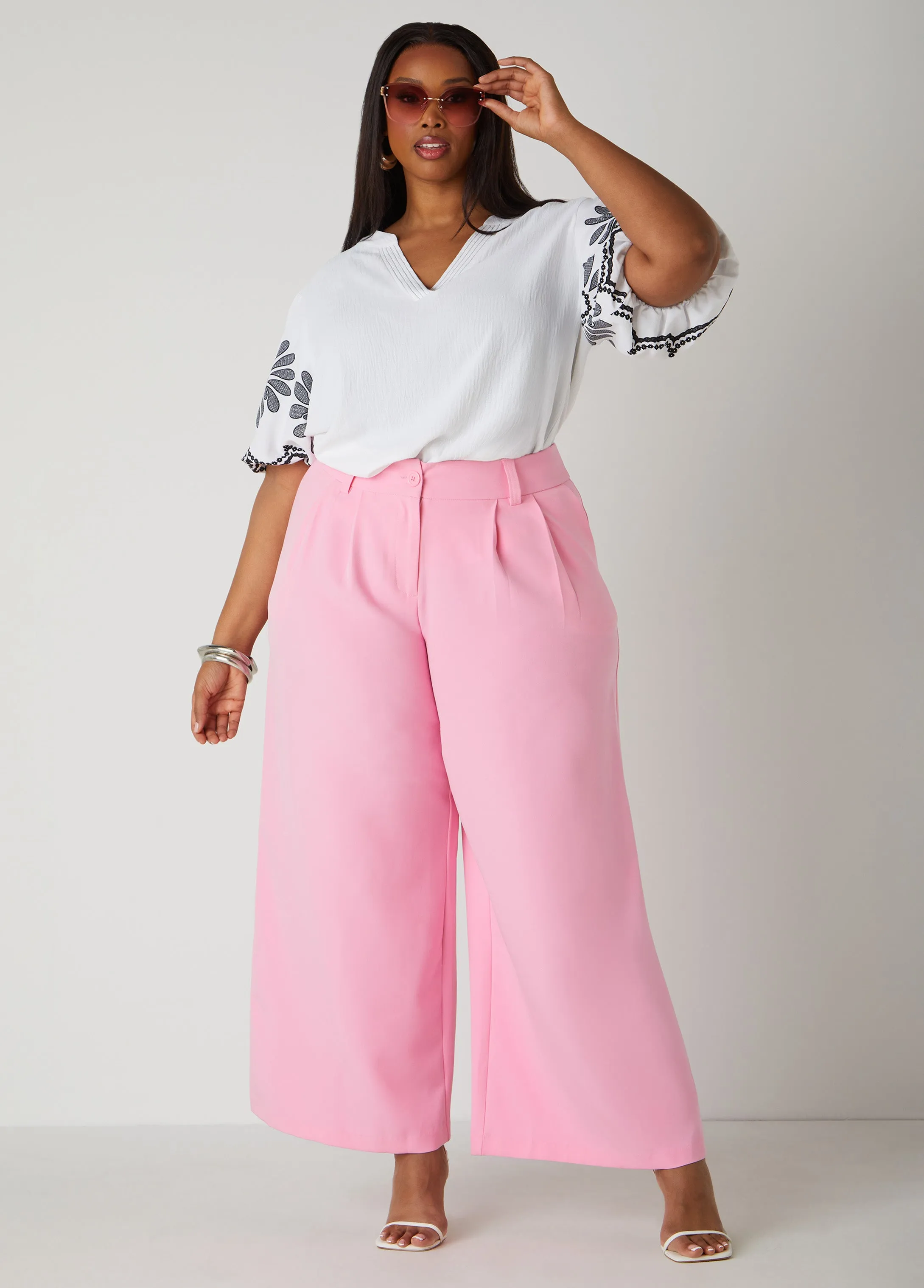 Pleated Wide Leg Trousers sold by Ashley Stewart product image thumbnail 3