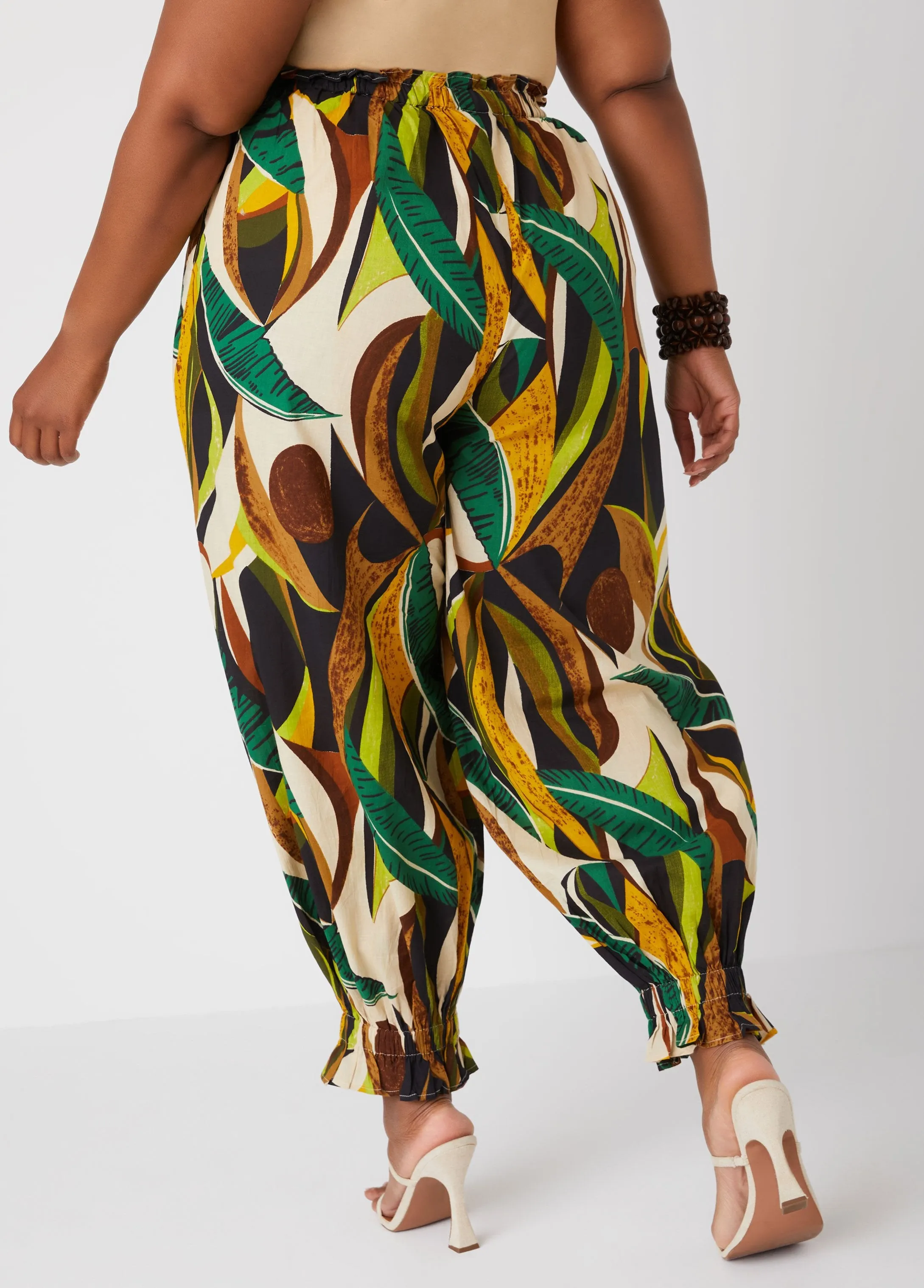 Leaf Print Cotton Joggers sold by Ashley Stewart product image thumbnail 2