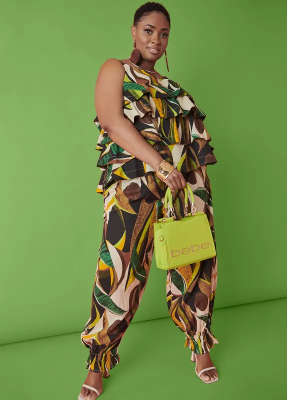 Leaf Print Cotton Joggers sold by Ashley Stewart