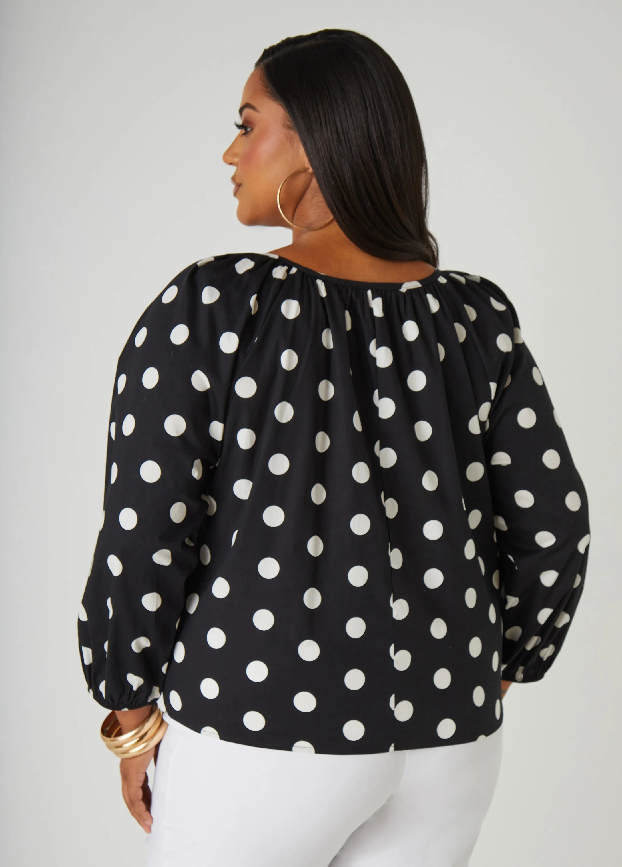 Polka Dot Poplin Blouse sold by Ashley Stewart product image thumbnail 2