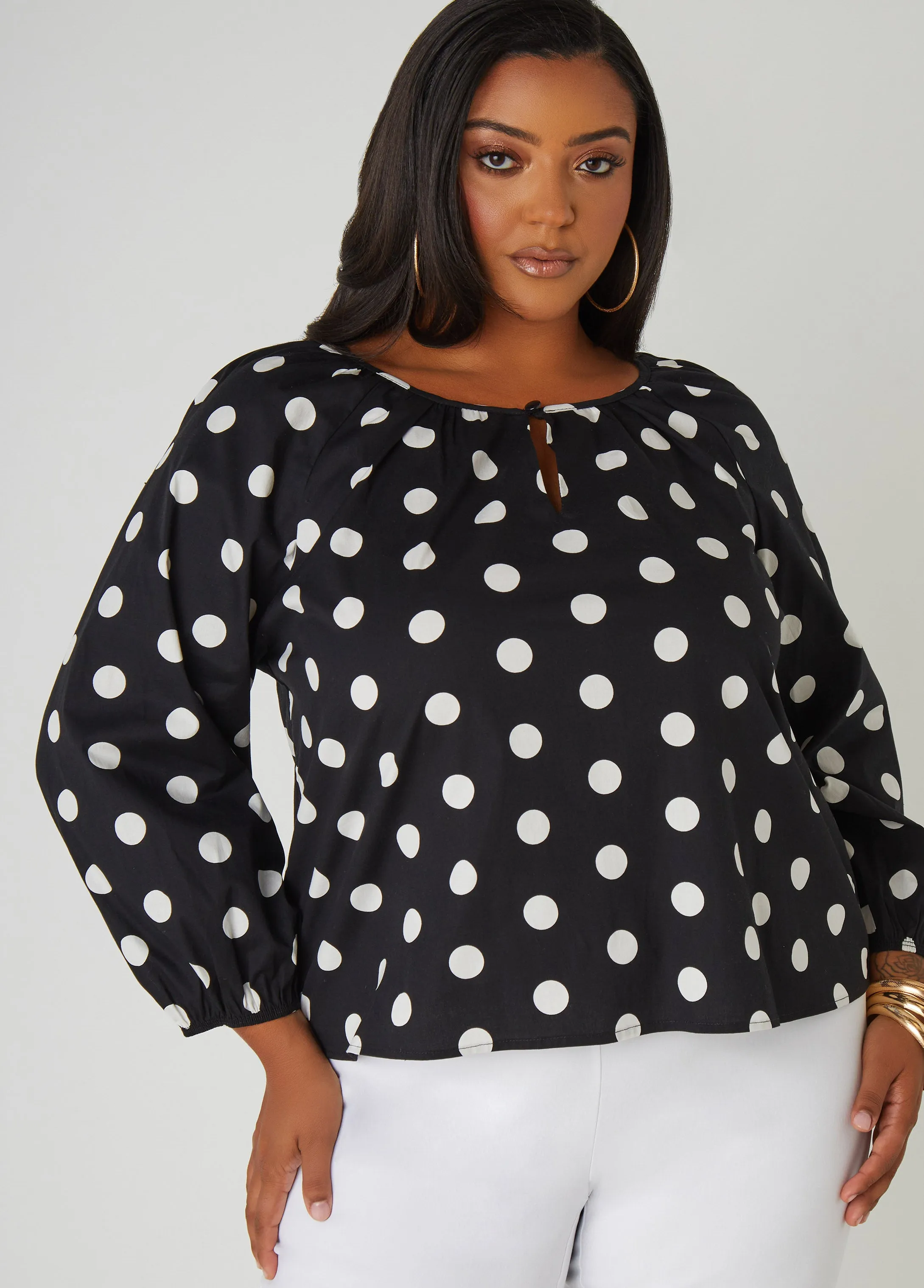 Polka Dot Poplin Blouse sold by Ashley Stewart product image thumbnail 3