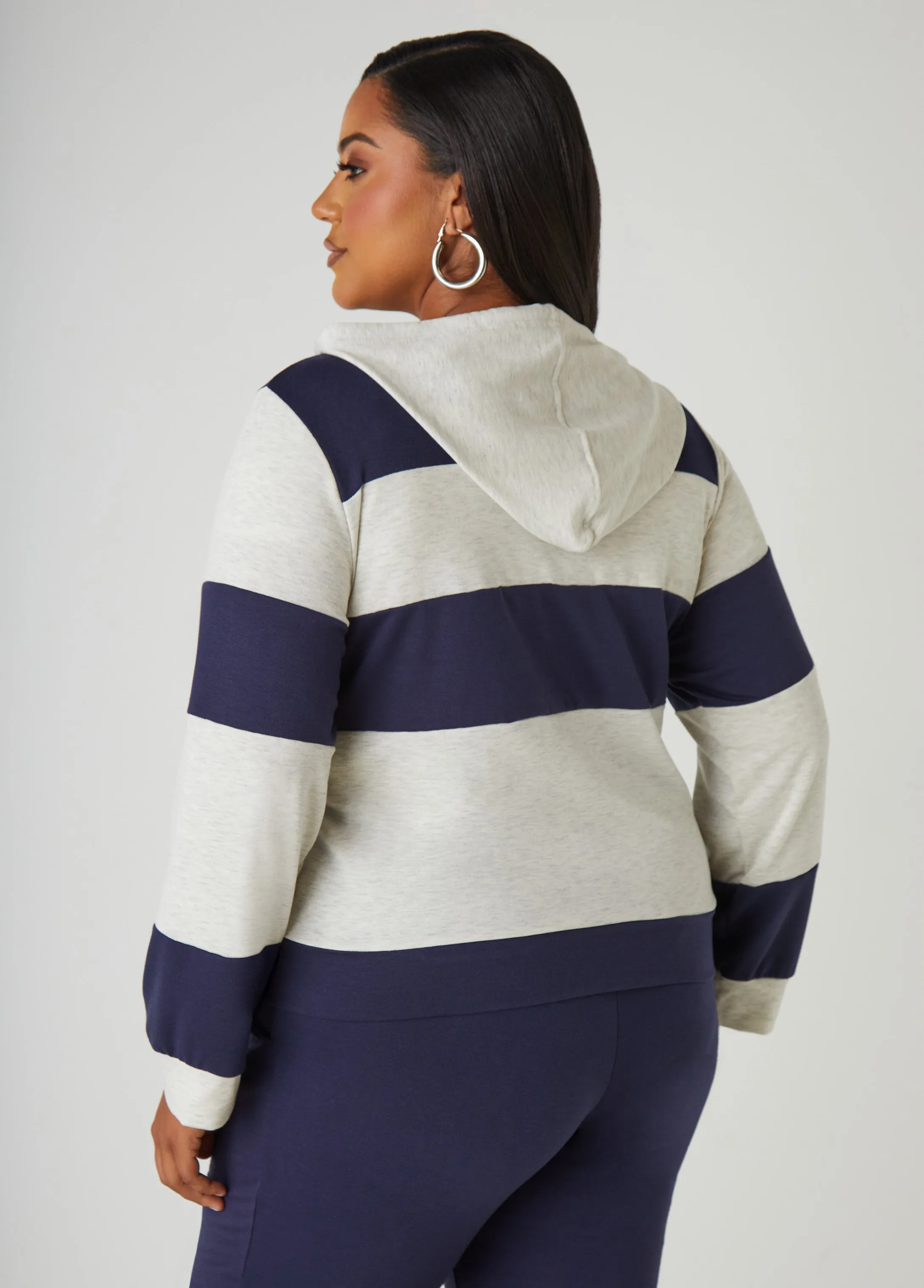 Striped Hooded Pullover sold by Ashley Stewart product image thumbnail 2