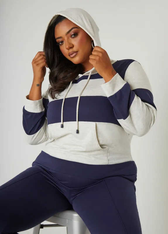 Striped Hooded Pullover sold by Ashley Stewart